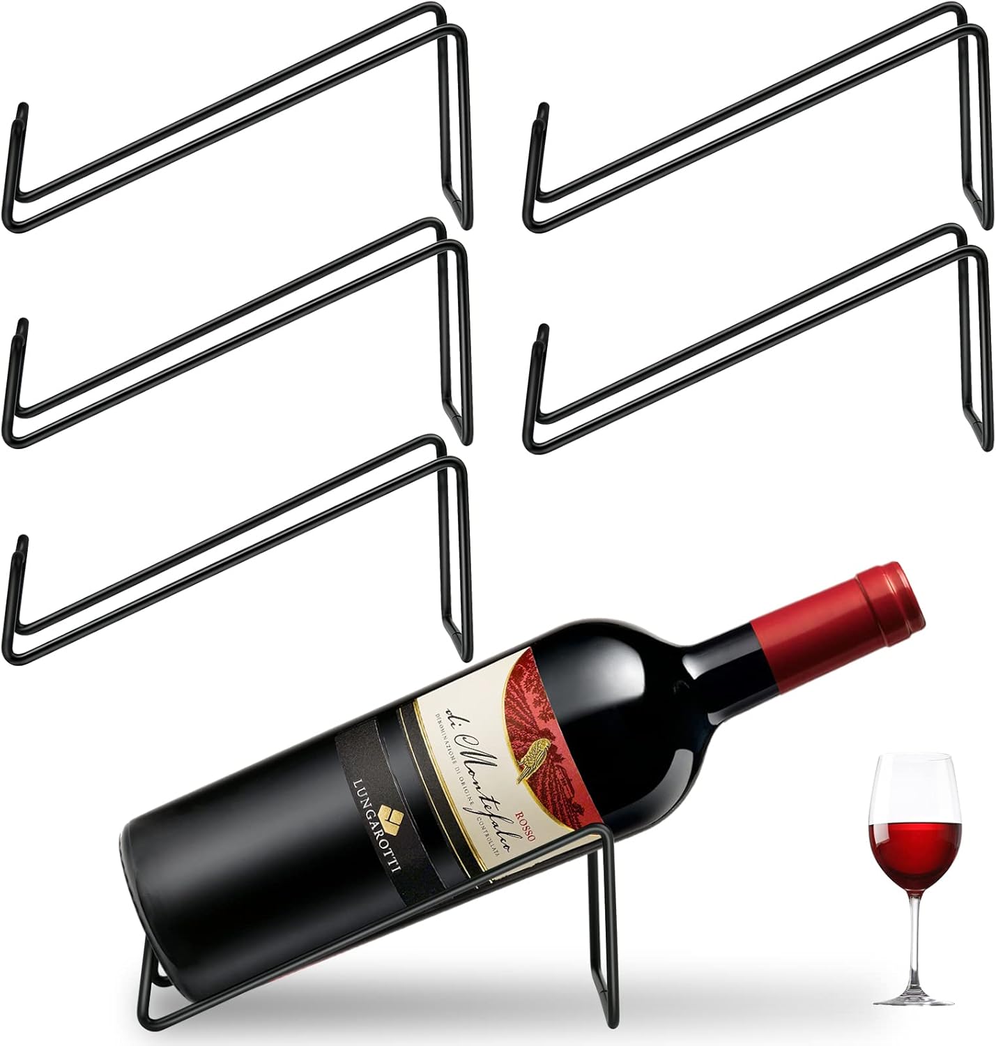 Akamino 6PCS Modern Black Wine Rack