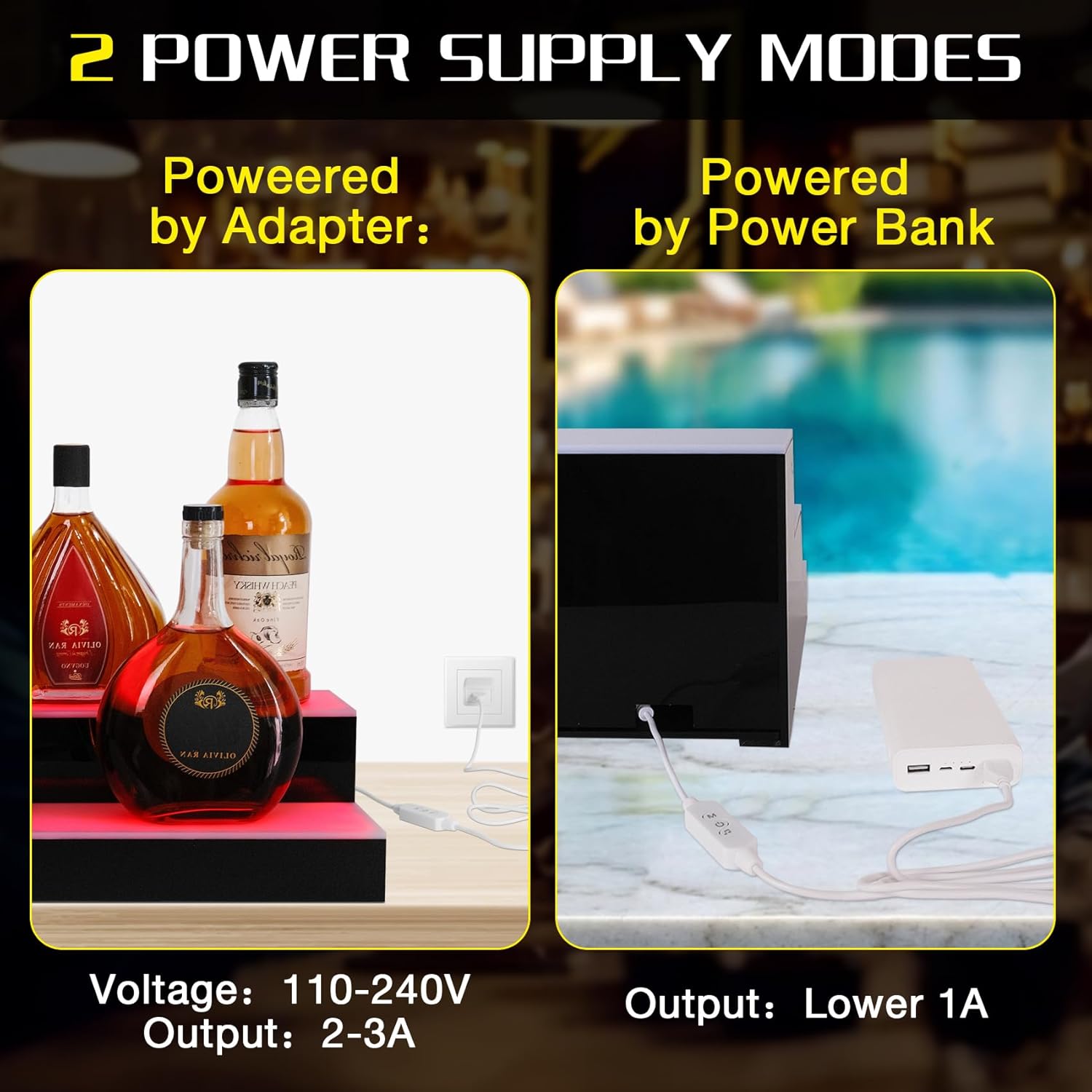 LED Lighted Liquor Bottle Display Shelf with Remote and App Control