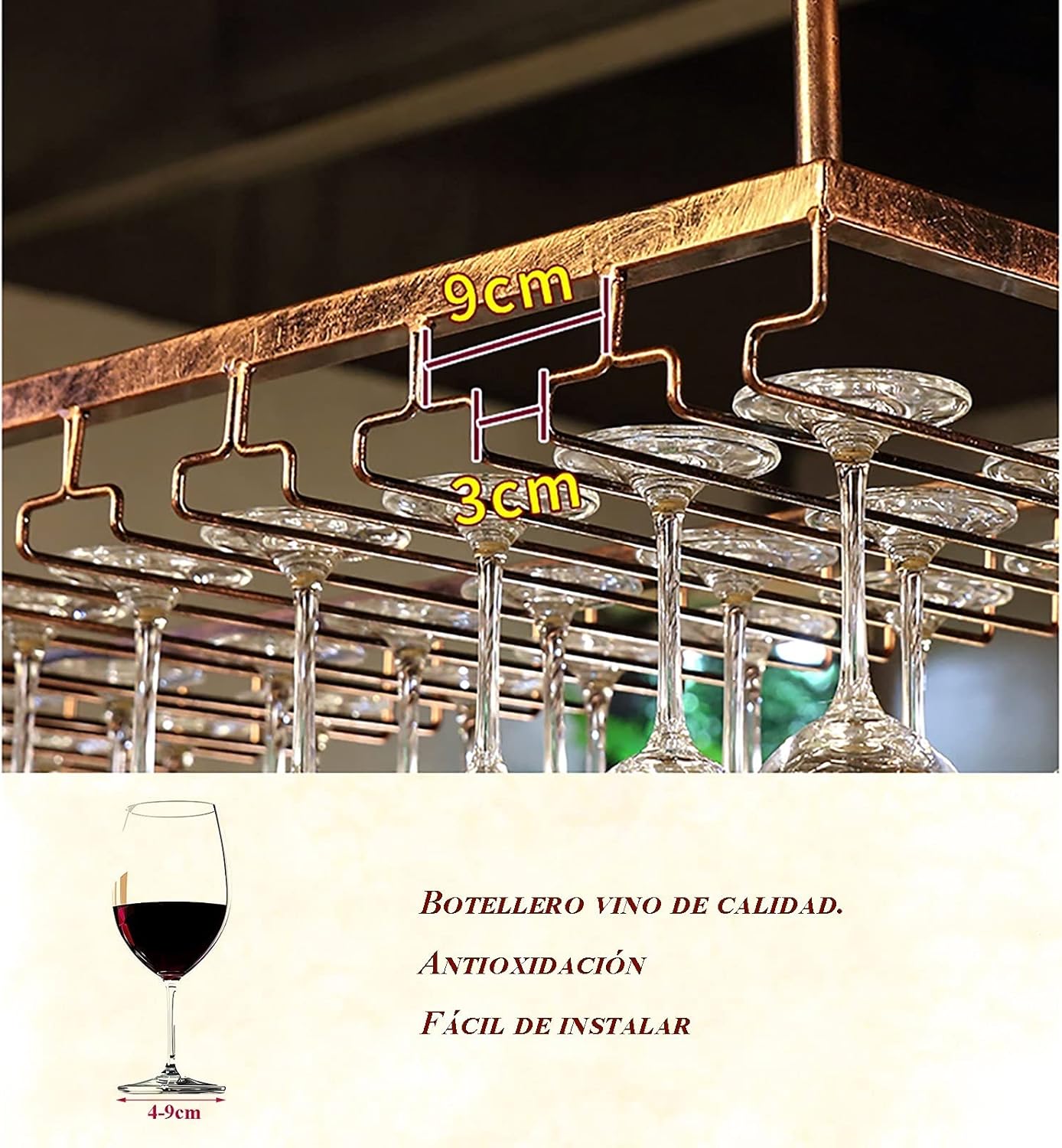 VKEID Wall-Mounted Wine Rack for Home Kitchen Bar Restaurant 1