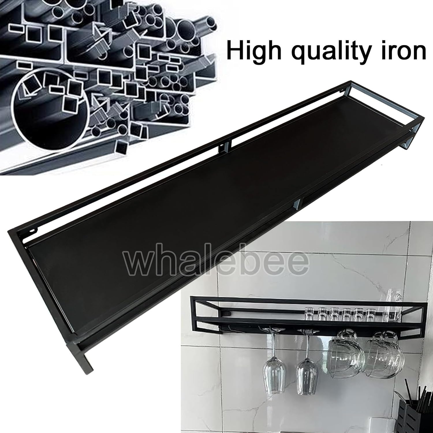 Whalebee Wall Mounted Iron Wine Glass Holder