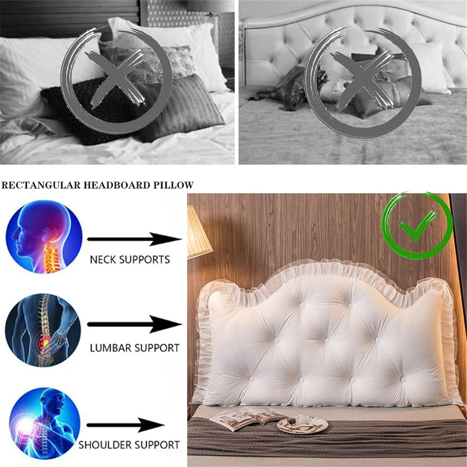 ZZYK Headboard Pillow Full King Queen Twin 354 Inch White