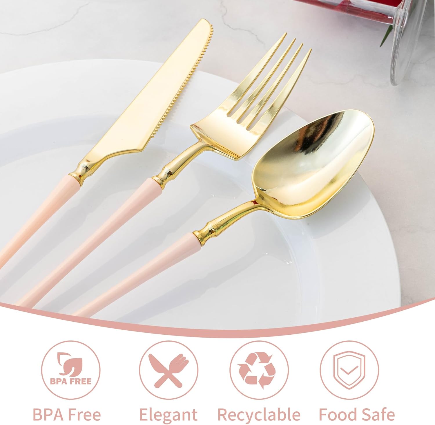 Lullaby 90pcs Gold Plastic Cutlery Set