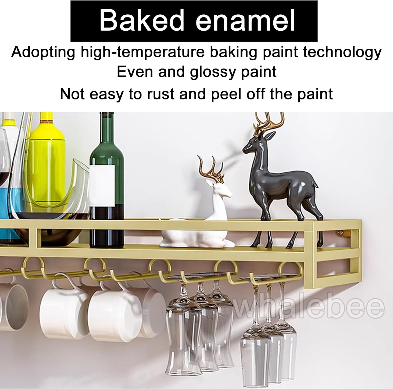 Whalebee Wall Mounted Wine Glass Rack 60cm 80cm 100cm 5 7 9 Rows