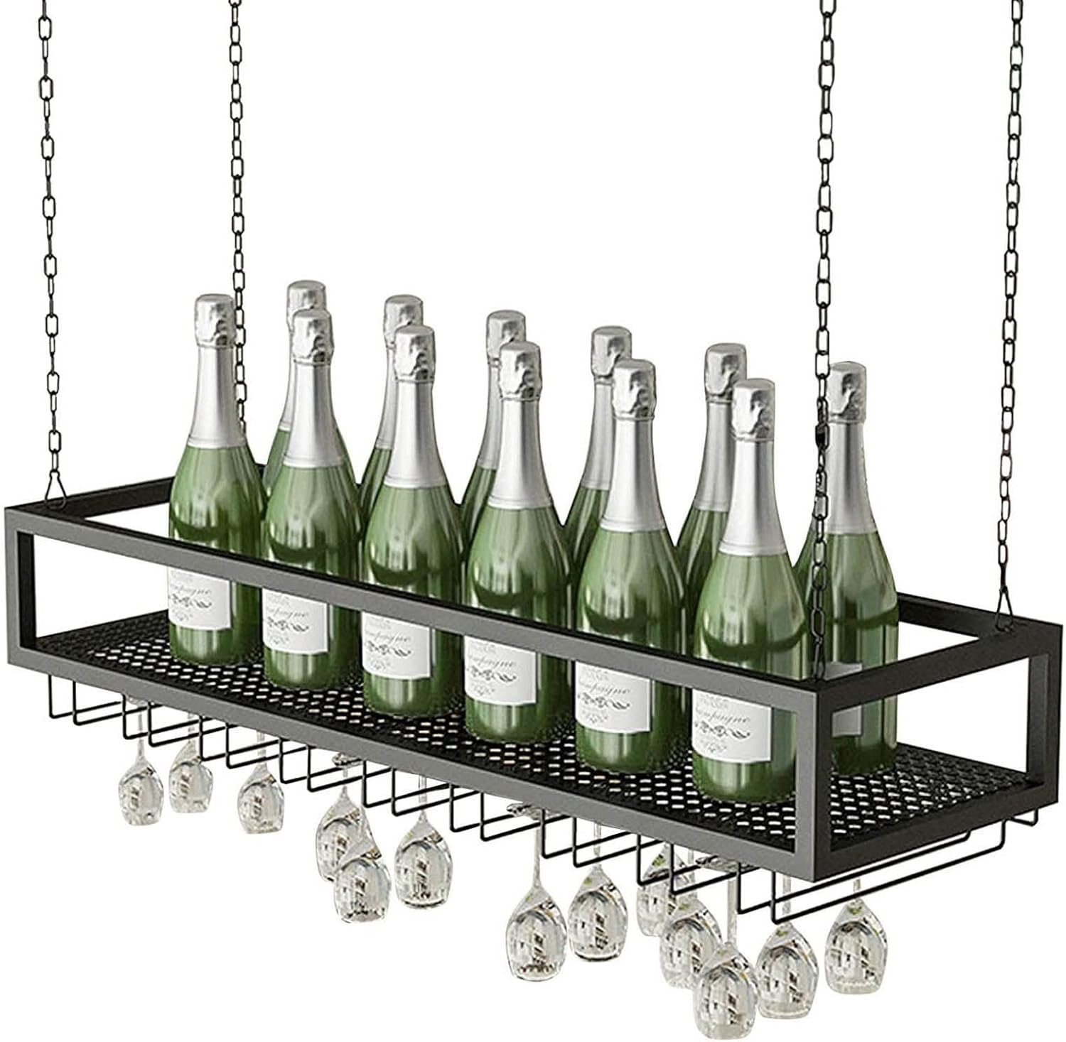 Suuim Ceiling Metal Wine Glass Rack - Adjustable Stemware Holder