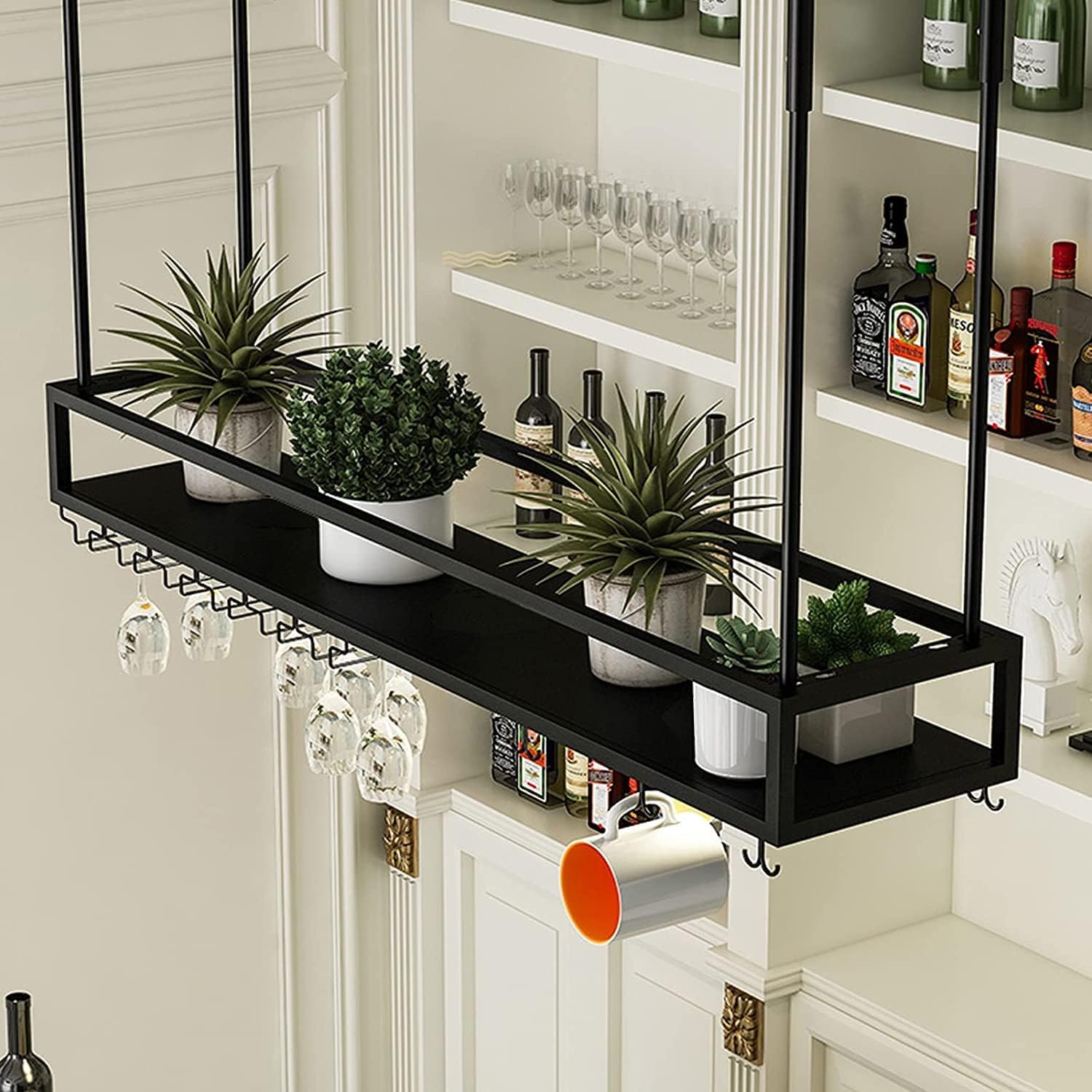 IOCCIOBB Wall-Mounted Wine Rack Adjustable Industrial Black