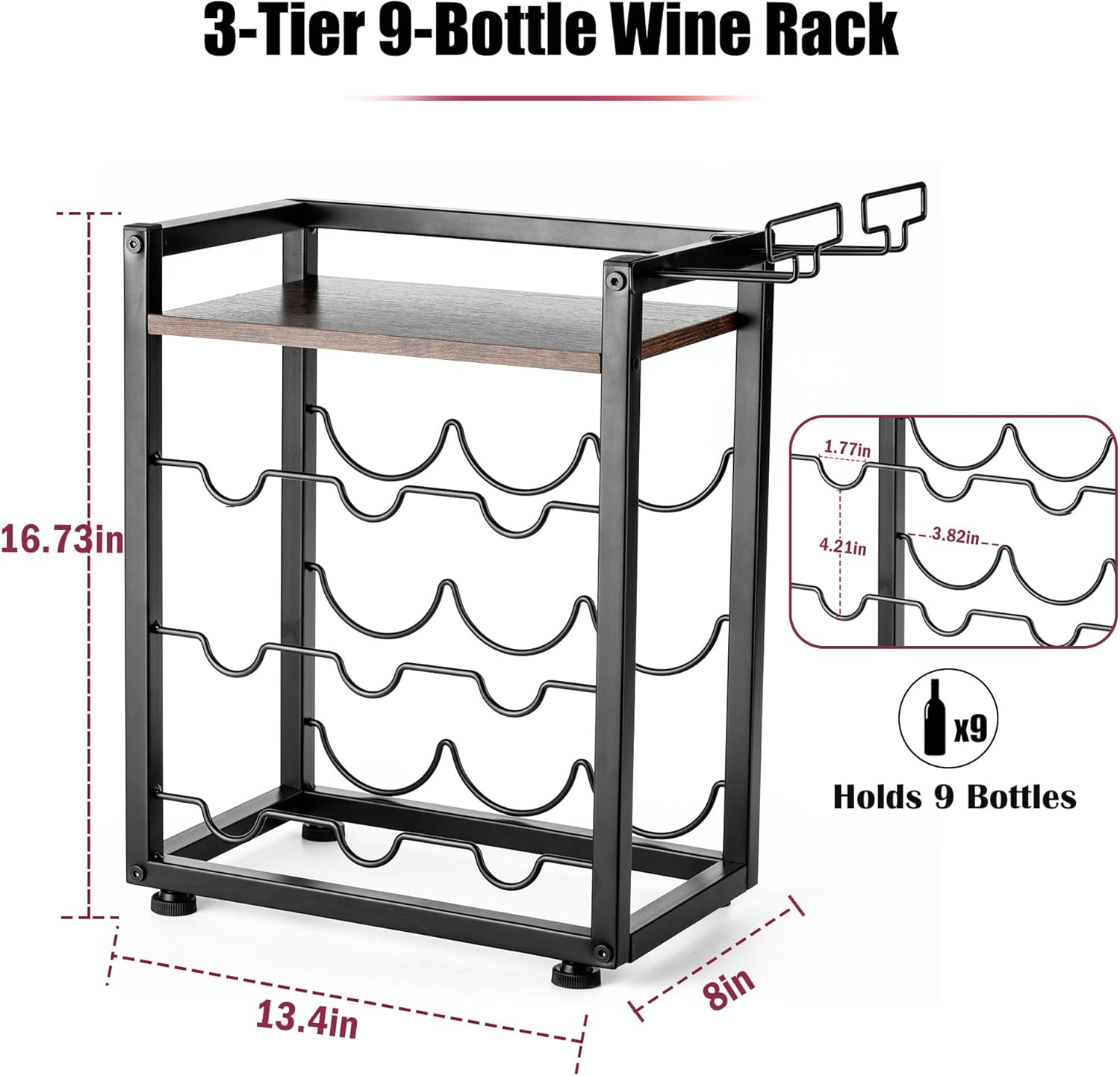 Facka 4-Tier Tabletop Wine Rack for Kitchen and Bar