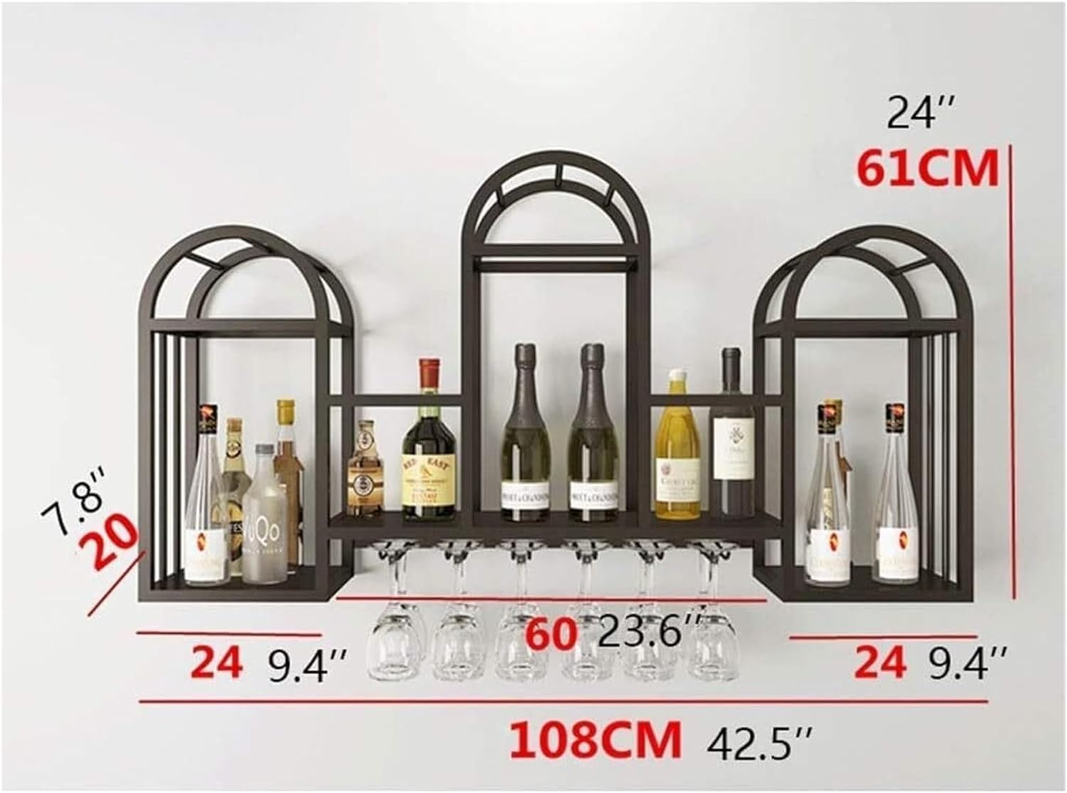 OXOAMP Wall-Mounted Wine Rack with Glasses Holder 1