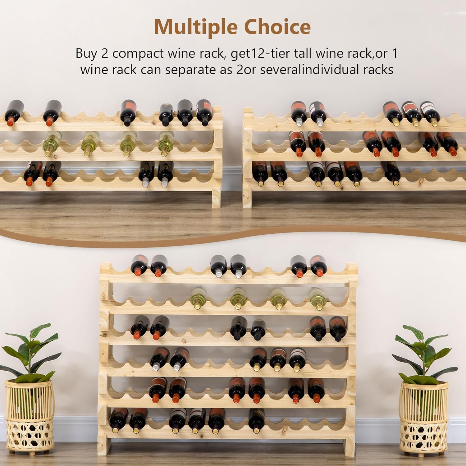 Fmlud Stackable Wine Rack - 6 Tier 72 Bottle Holder