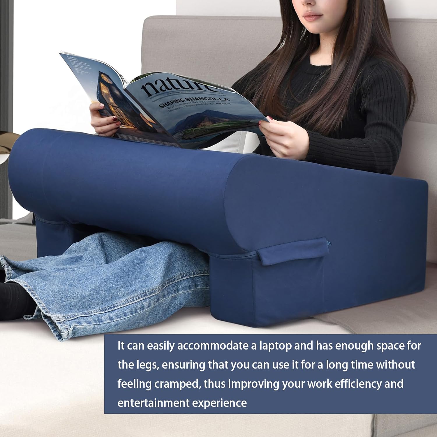 Skypatio Lap Desk Pillow with Pocket - Navy Blue