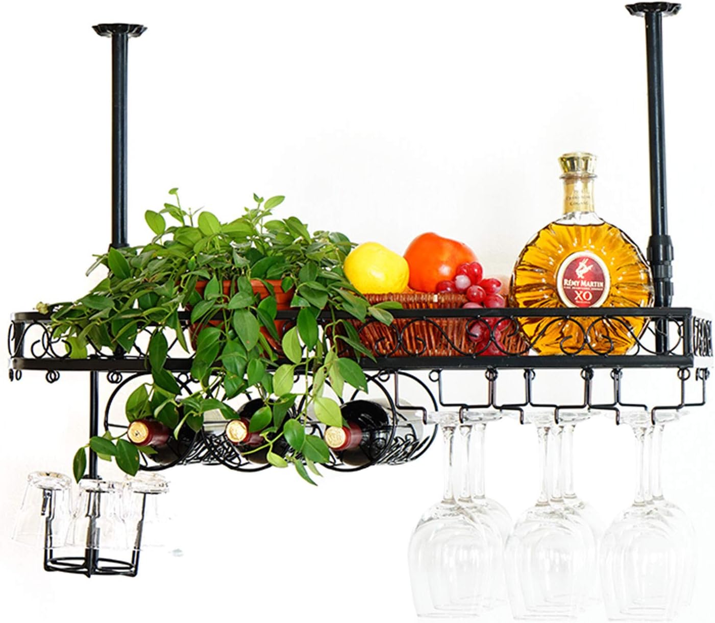 Ceiling Mounted Wine Glass Hanger Organizer Rack