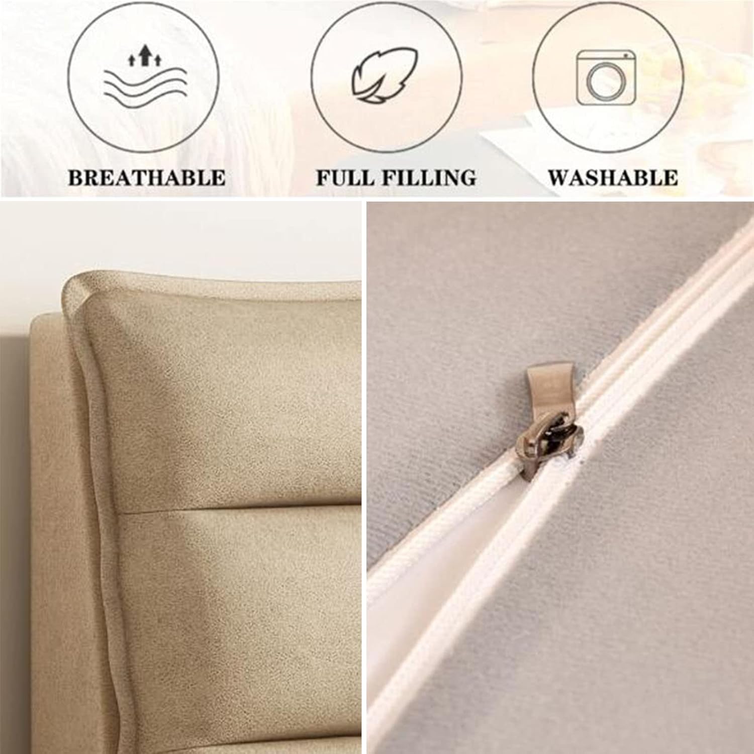 Headboard Pillow Backrest Large Upholstered Bed Cushion