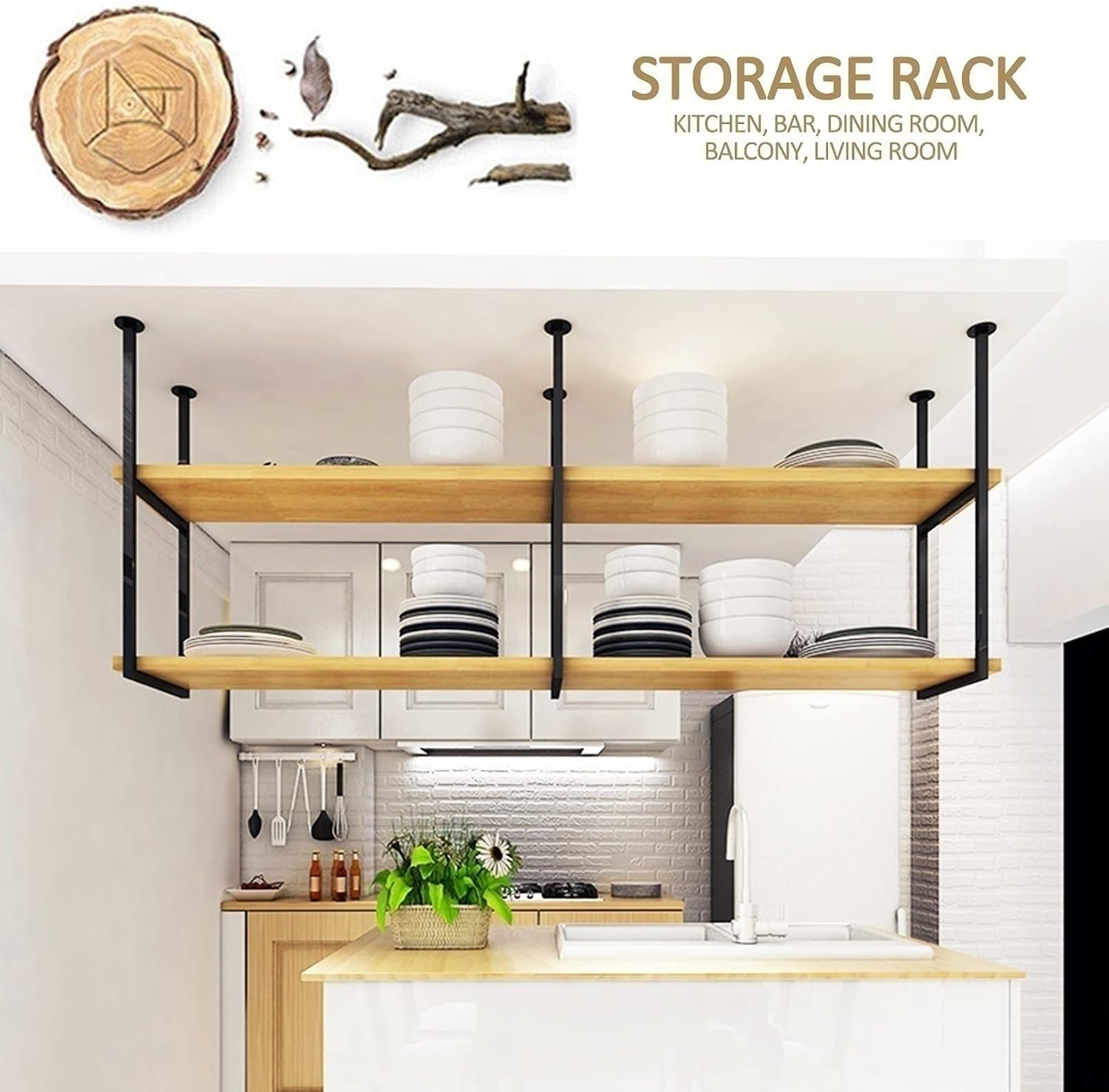 Hanging Wine Glass Rack - 2-In-1 Design Wall-Mounted Storage