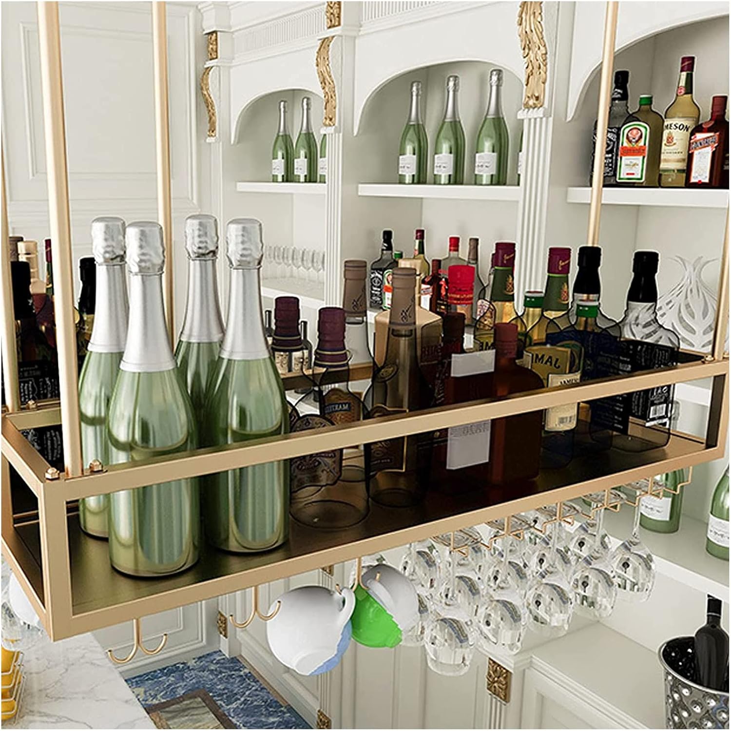ALDEPO Wall-Mounted Wine Glass Rack with Upside Down Design