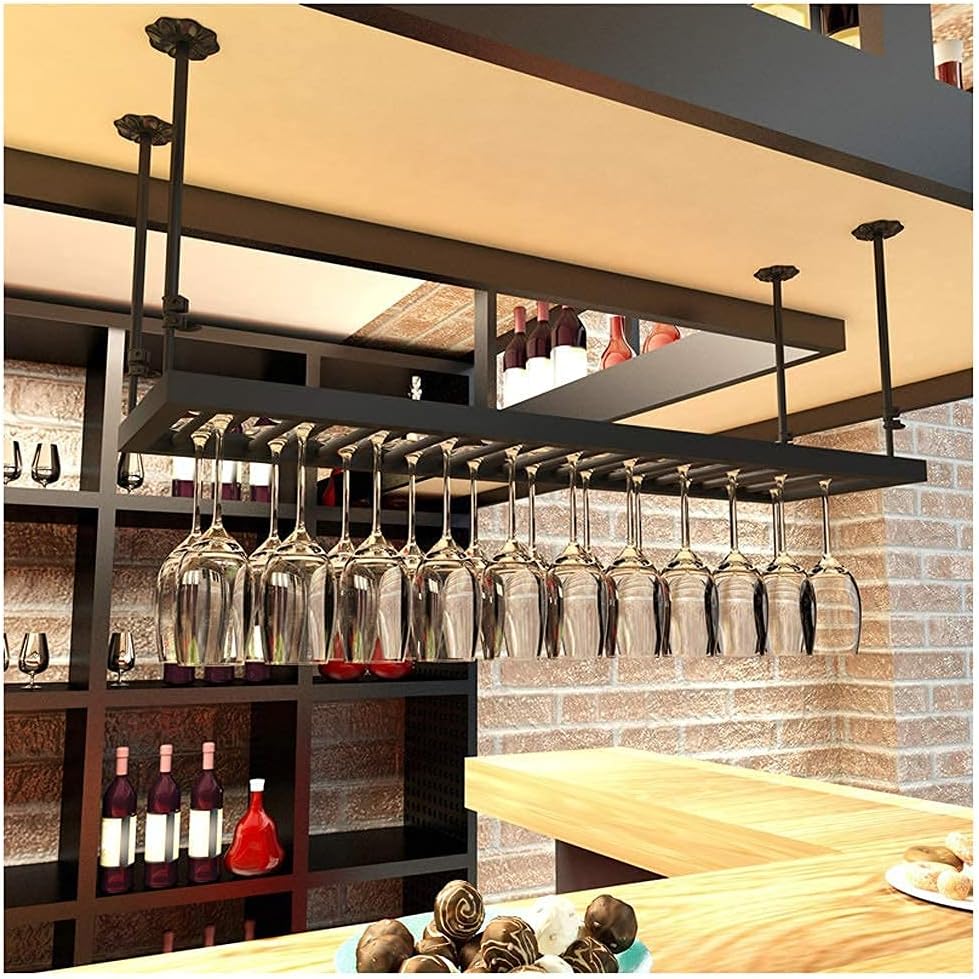 Ceiling Wine Racks Hanging Glass Holder for Kitchen Bar and Home