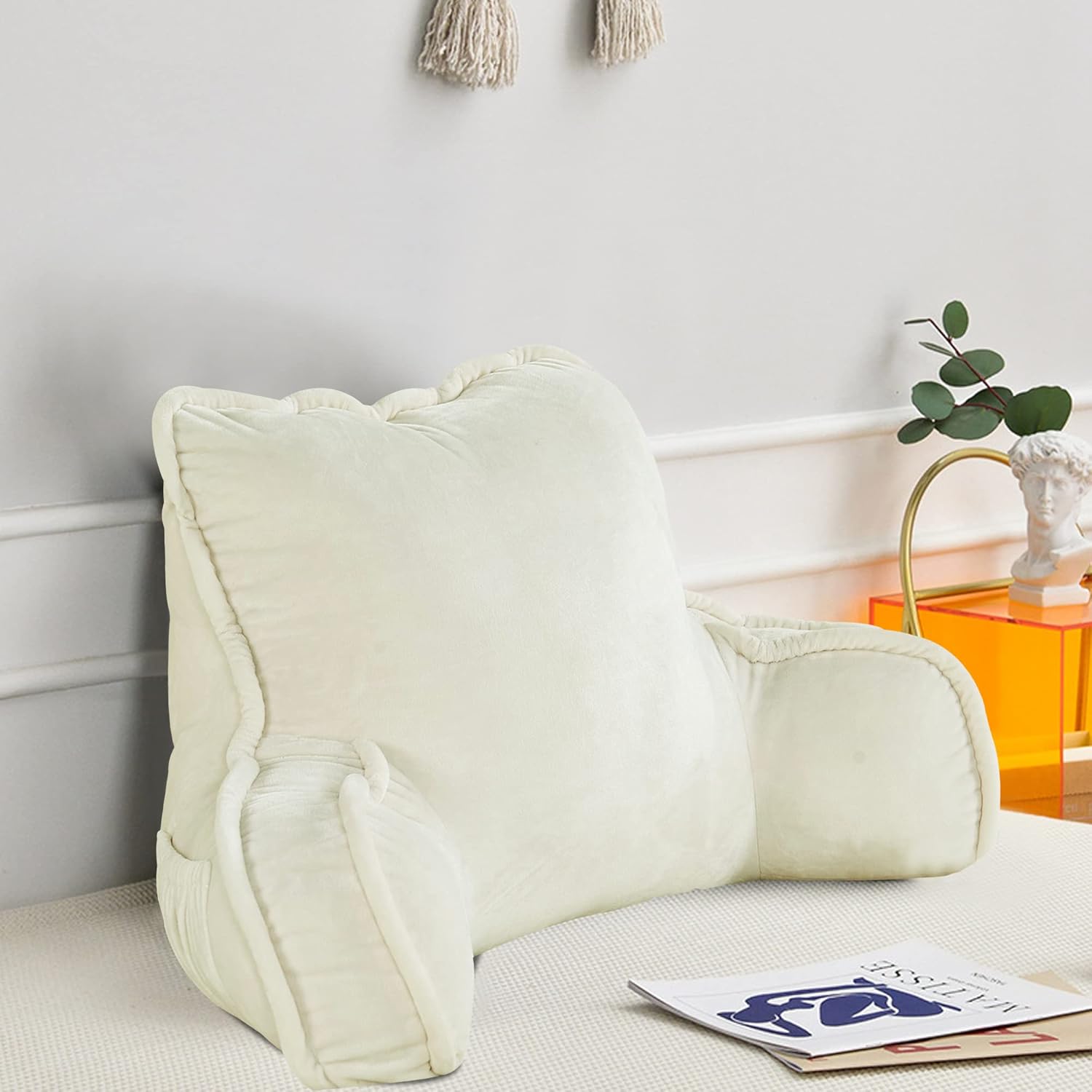 Home Soft Things Reading Pillow with Arm Pockets