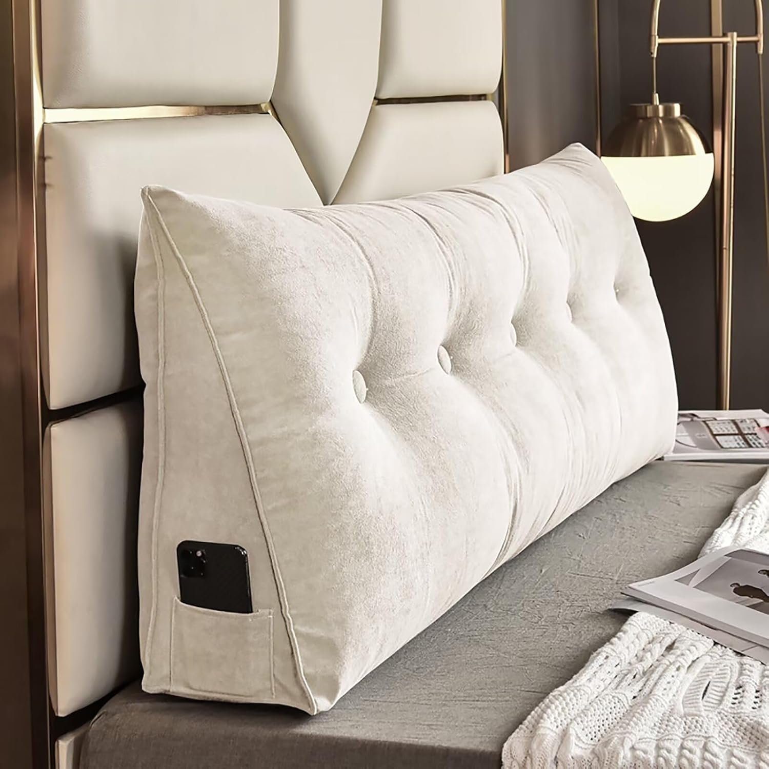 TESICA White Wedge Pillow for Headboard and Bed Rest