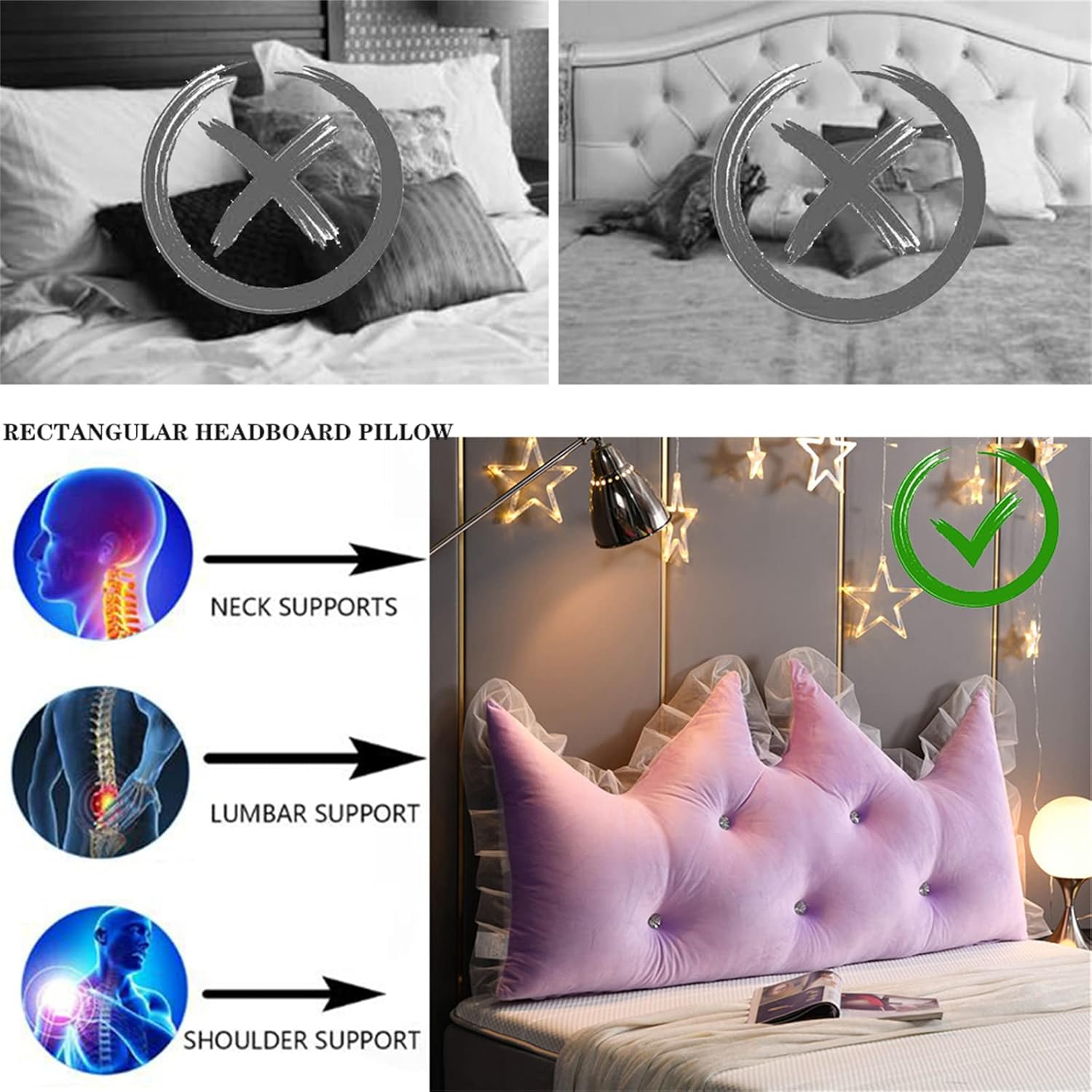 ZZYK Large Reading Wedge Pillow Purple 80cm