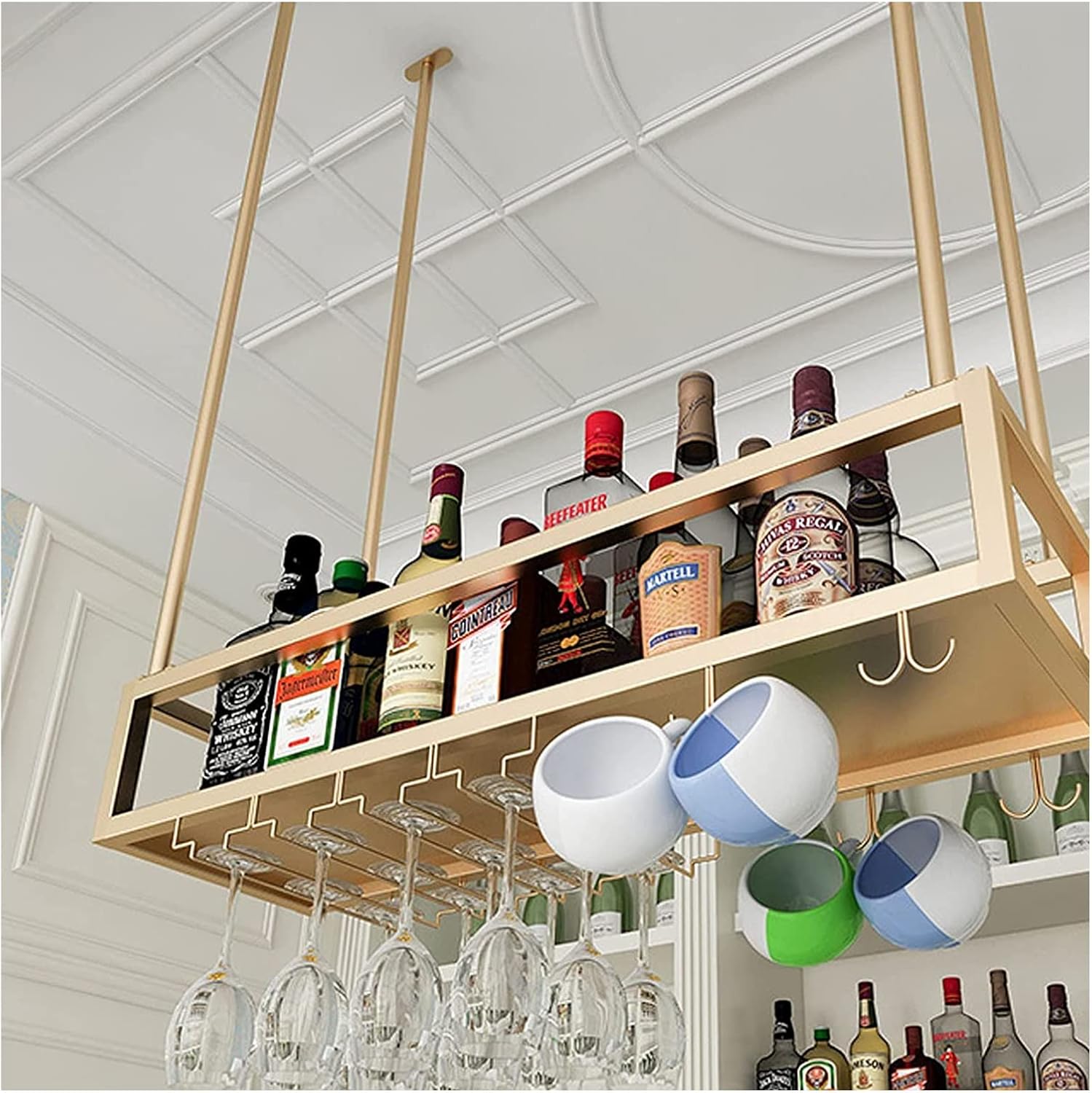 ALDEPO Wall-Mounted Wine Glass Rack with Upside Down Design