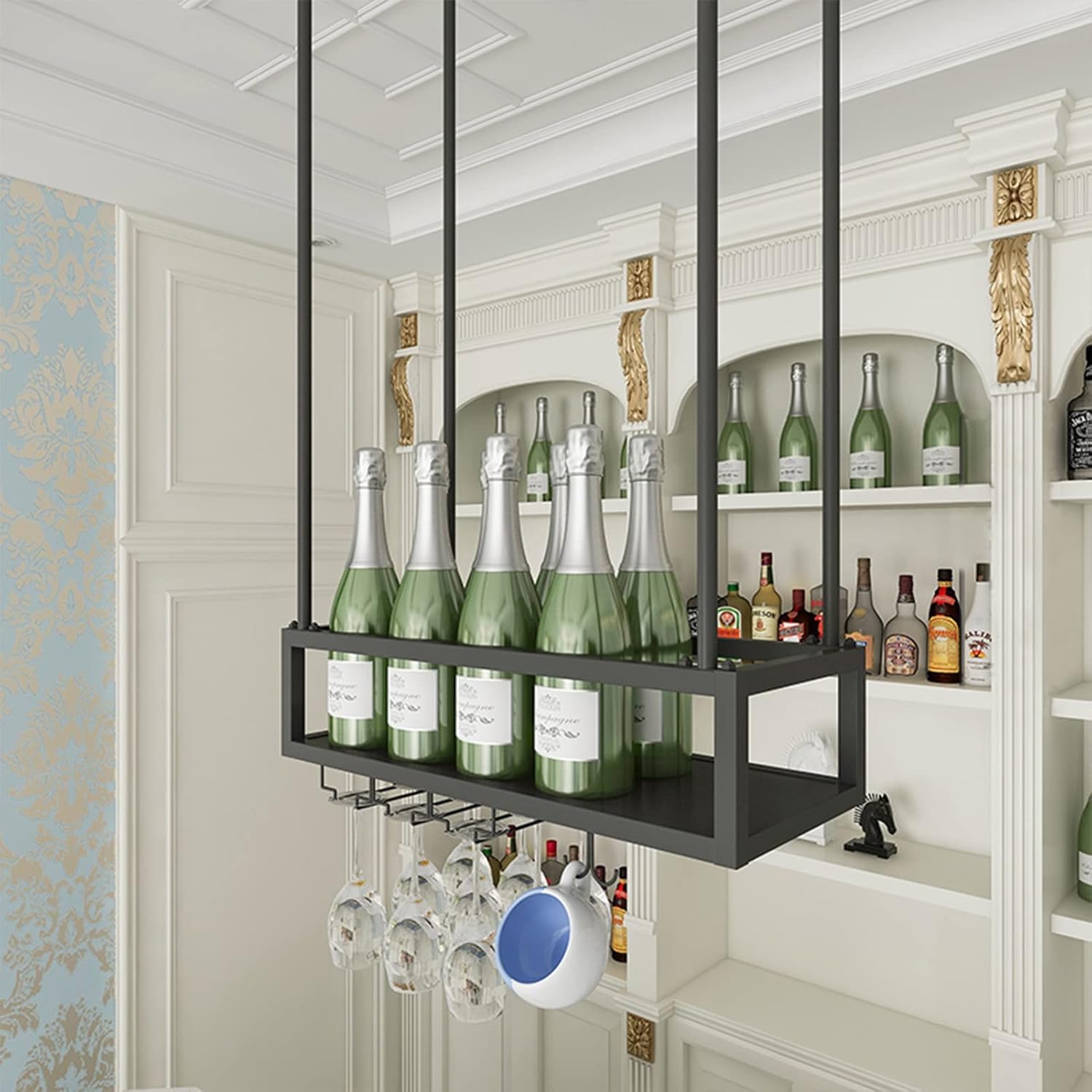 LASEVE Adjustable Ceiling Wine Rack Holder