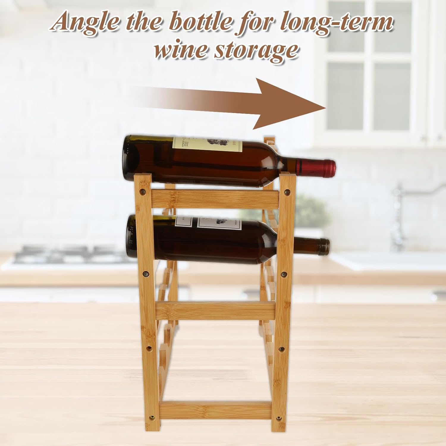 LDXDRU 4 Tier Bamboo Wine Rack for Countertop