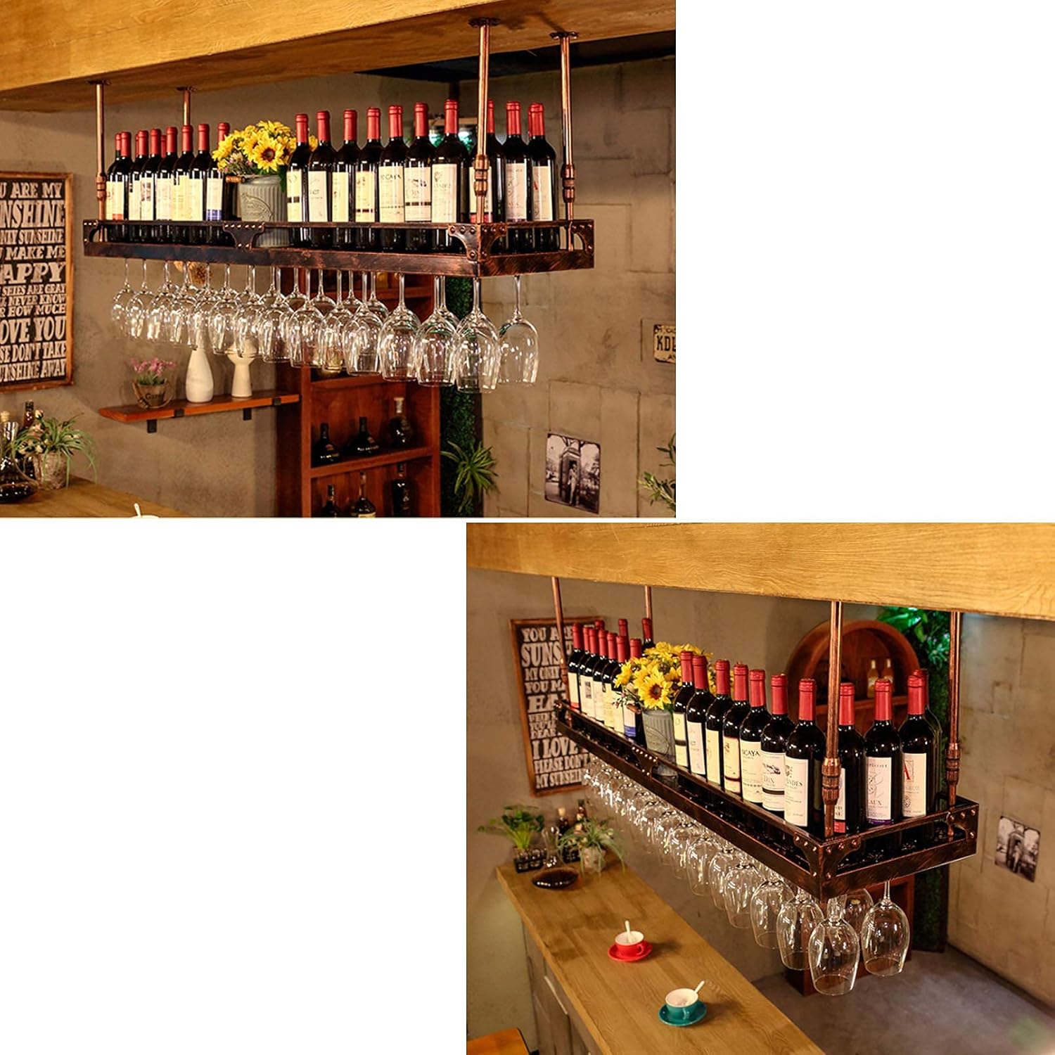 TOYOCC Metal Iron Wine Rack Ceiling Hanging Storage 1