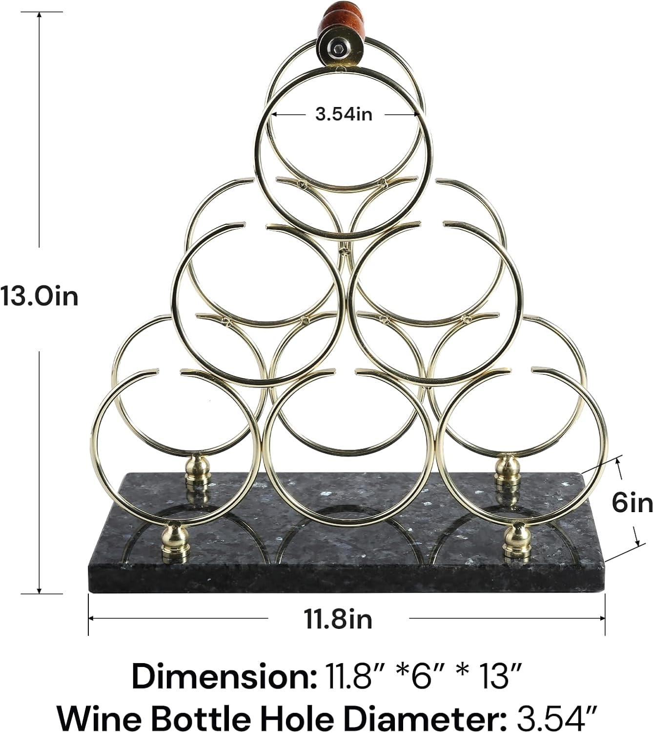 BCS 6-Bottle Marble Wine Rack - Blue Pearl