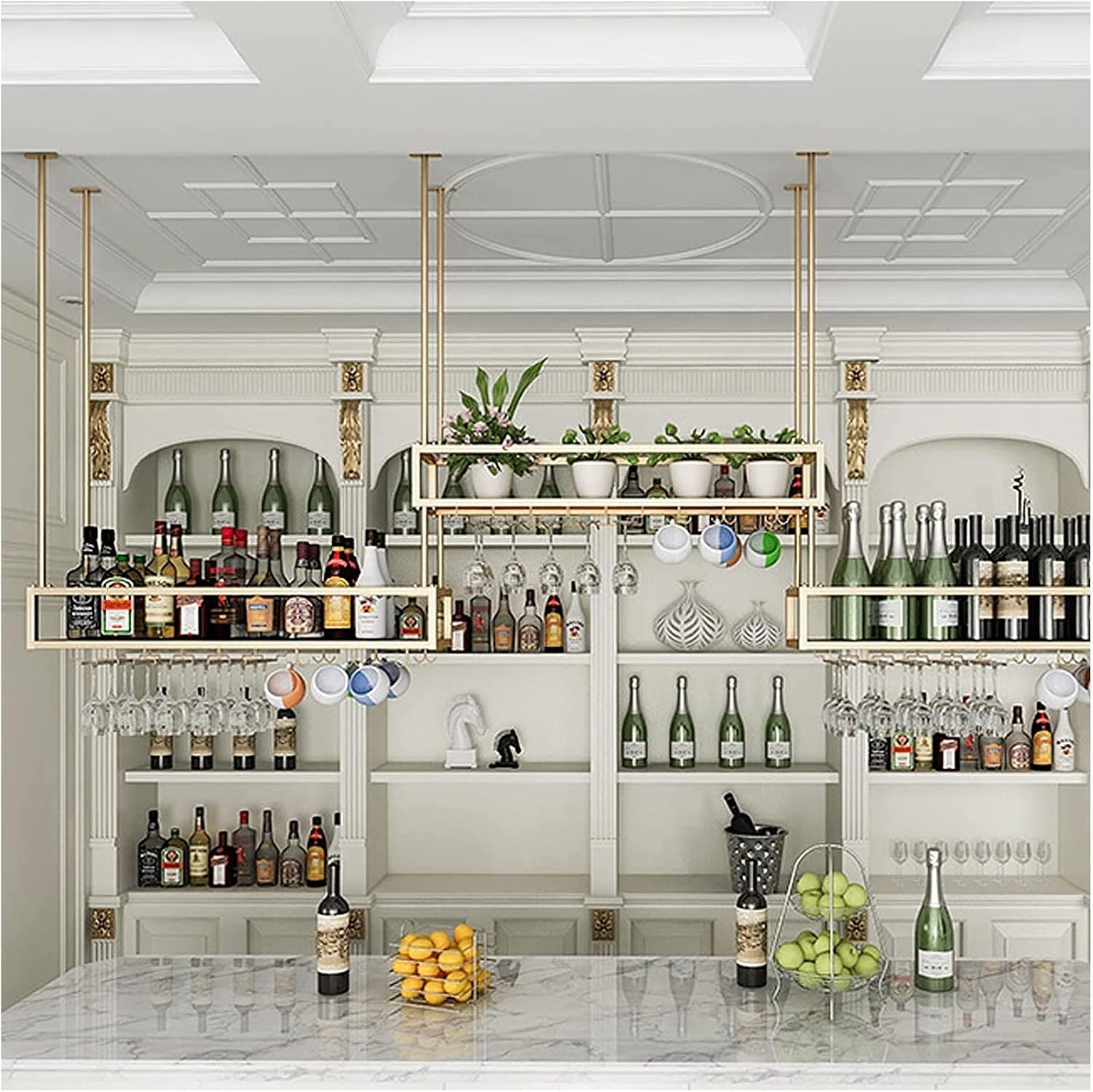 ALDEPO Wall-Mounted Wine Glass Rack with Upside Down Design