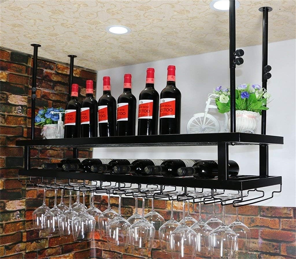 Wrought Iron Wine Rack Wall Shelf with 2 Levels