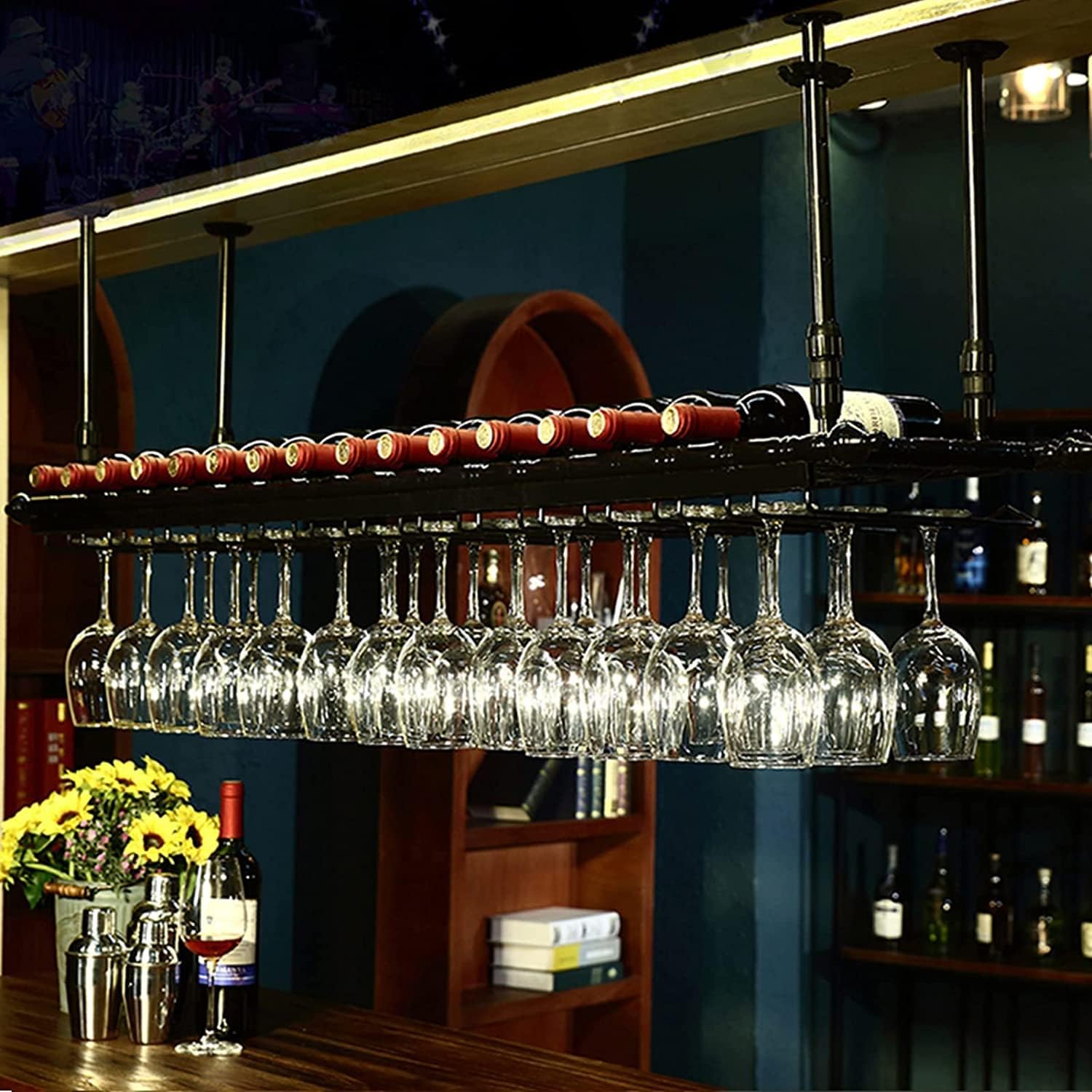 IOCCIOBB Metal Black Wine Rack with Adjustable Holder