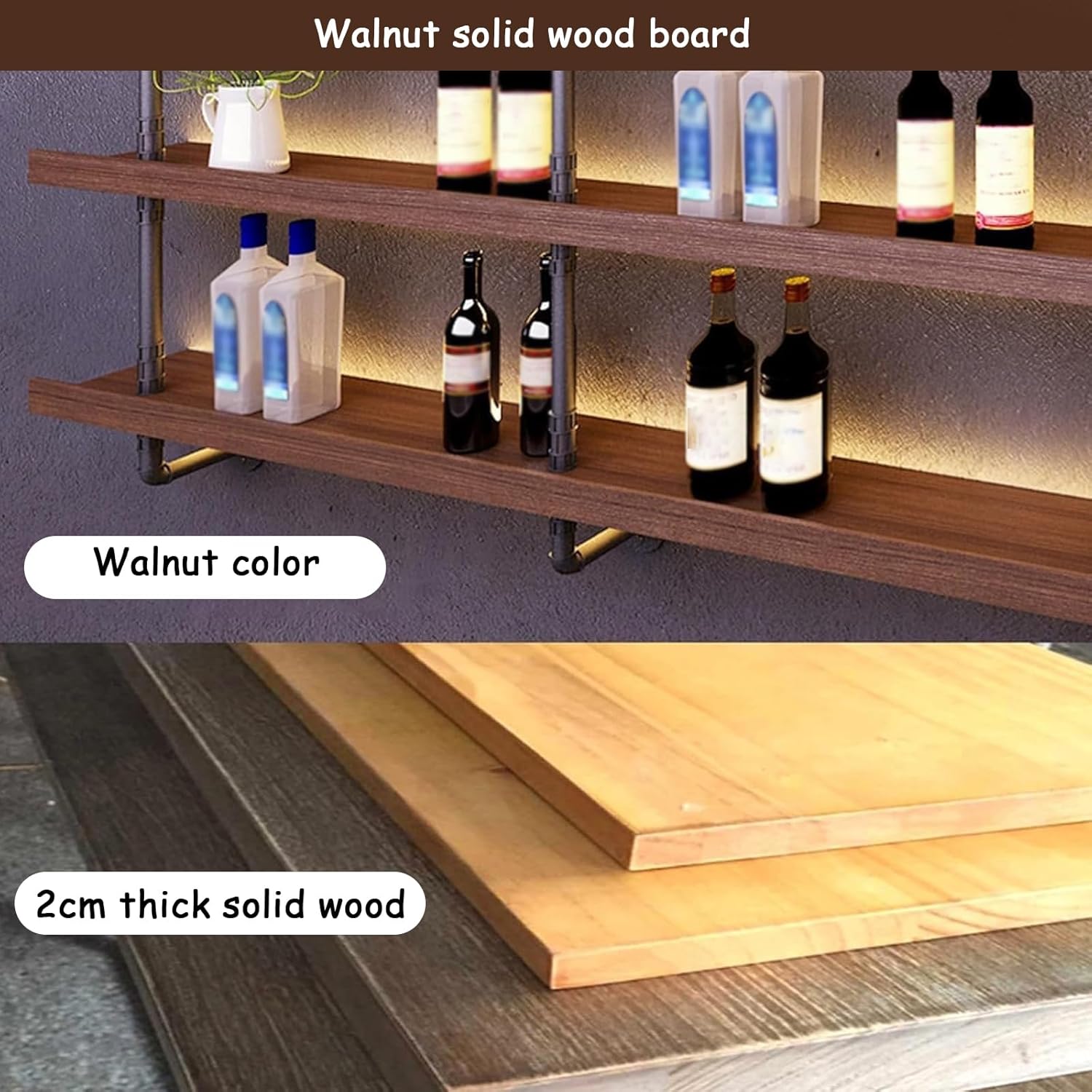 Dawselod 397in Wall Mounted Wine Rack with LED Light