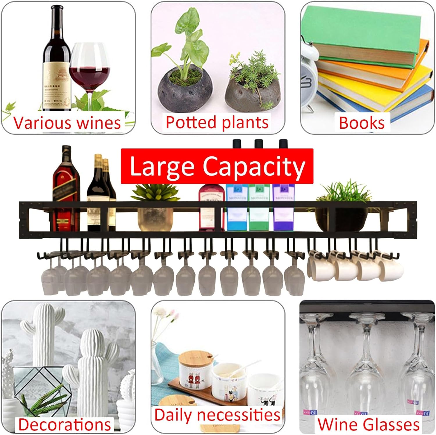 LIGUOYI Wall Mounted Wine Glass Rack with Hanger