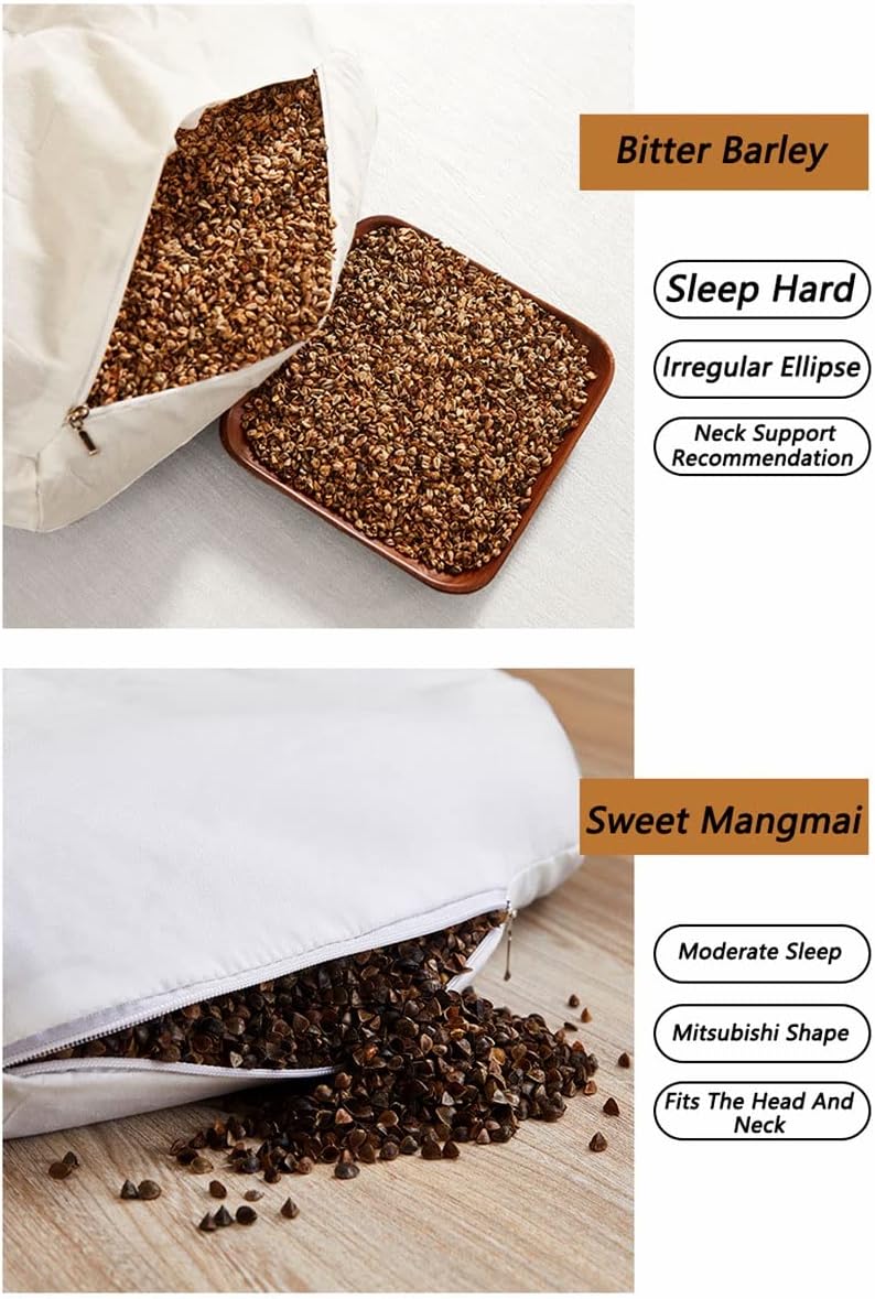 ZHIWEIKJ Organic Buckwheat Pillow for Neck and Sleep Support