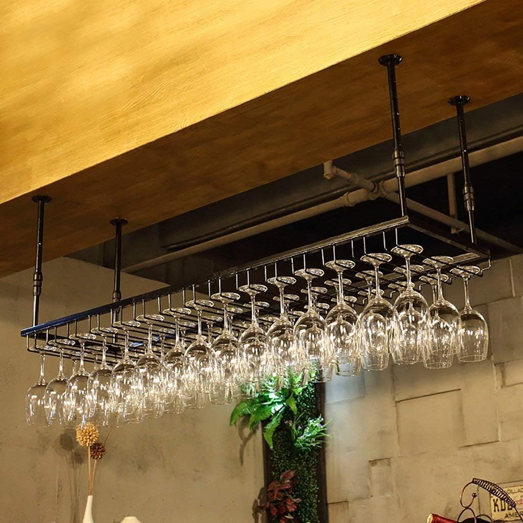QHCS Wall-Mounted Wine Rack 90cm Iron Storage Shelf