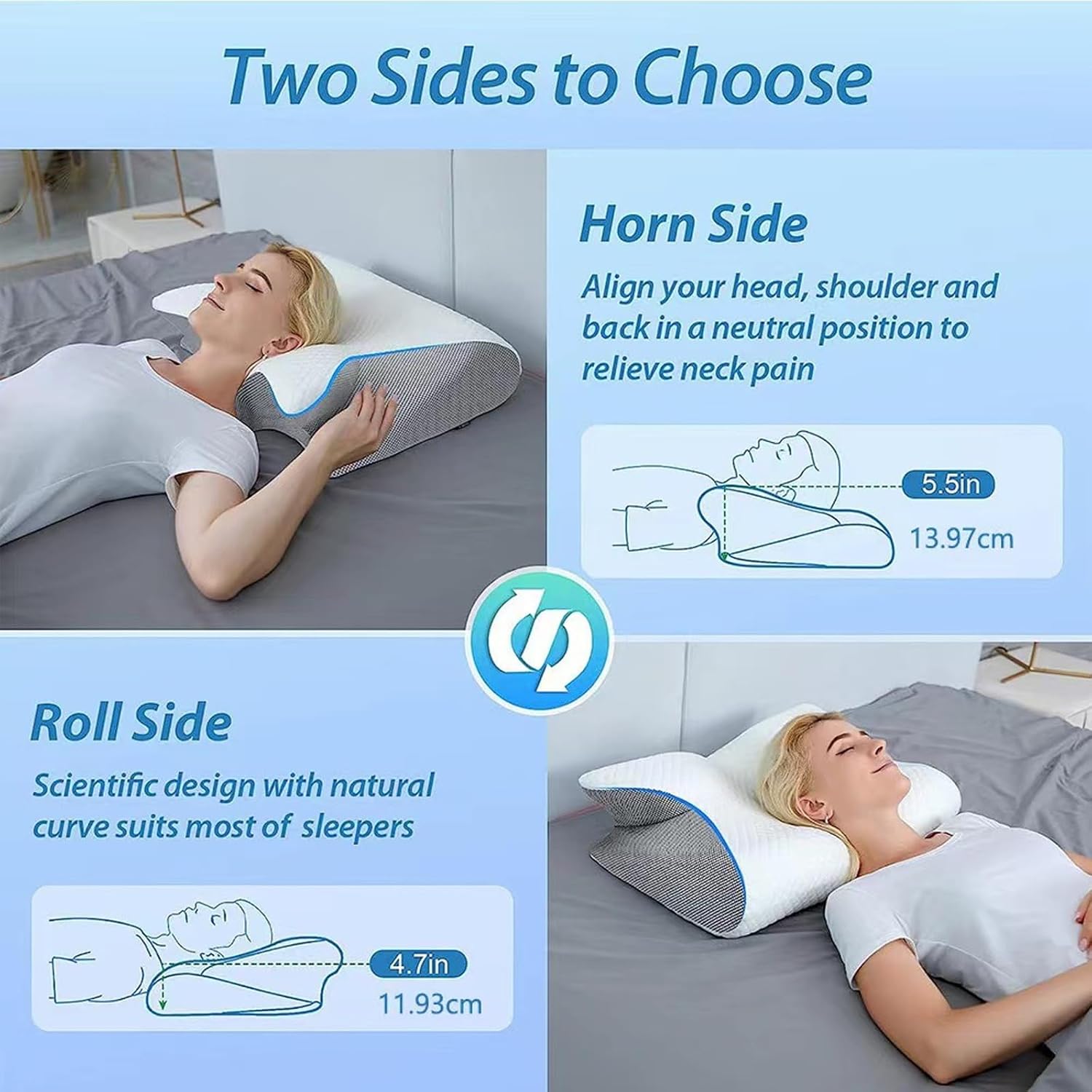 Ergonomic Memory Foam Pillow with Cooling Contour and Adjustable Support