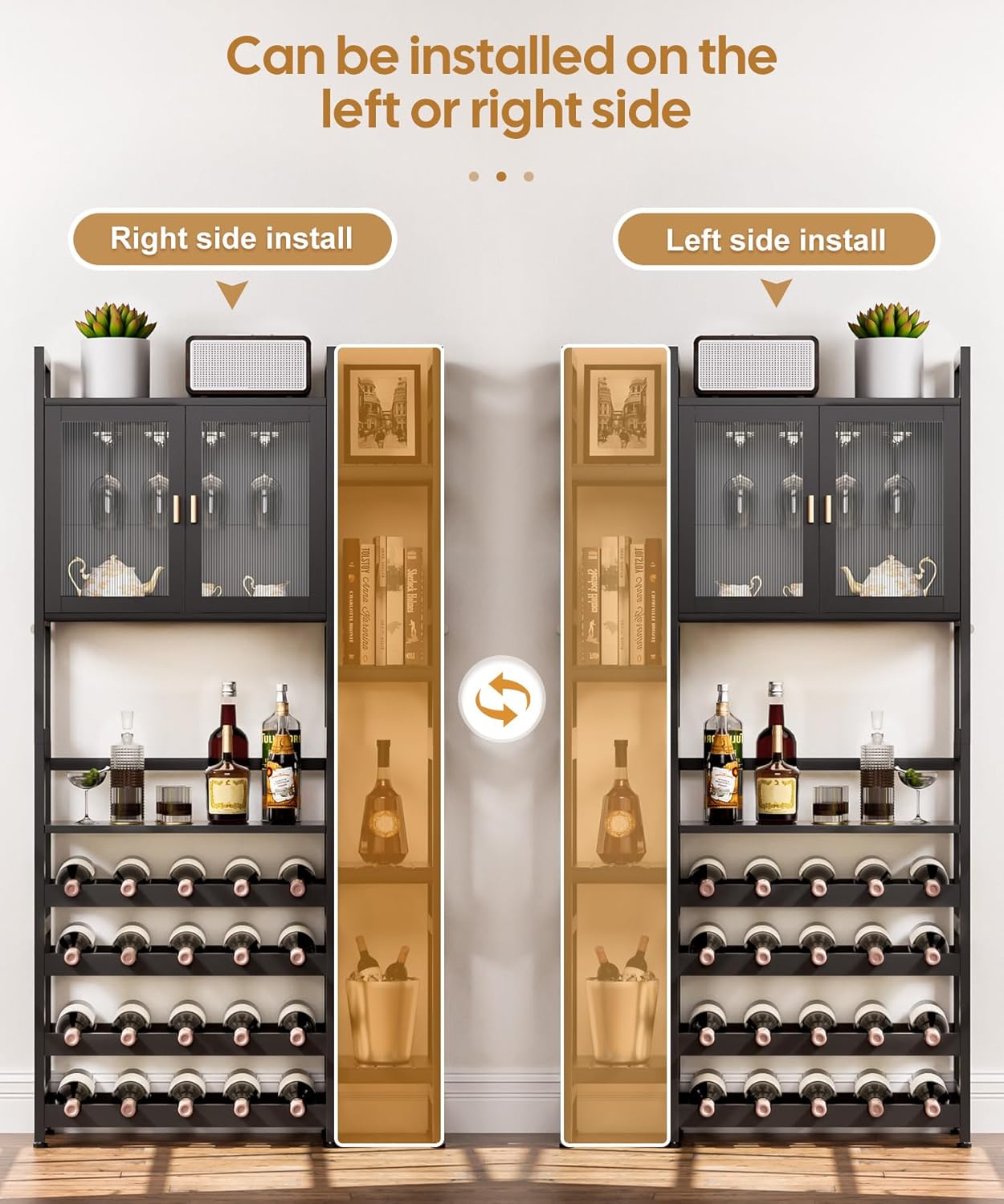 Cozivolife 4-Tier Freestanding Wine Cabinet Black