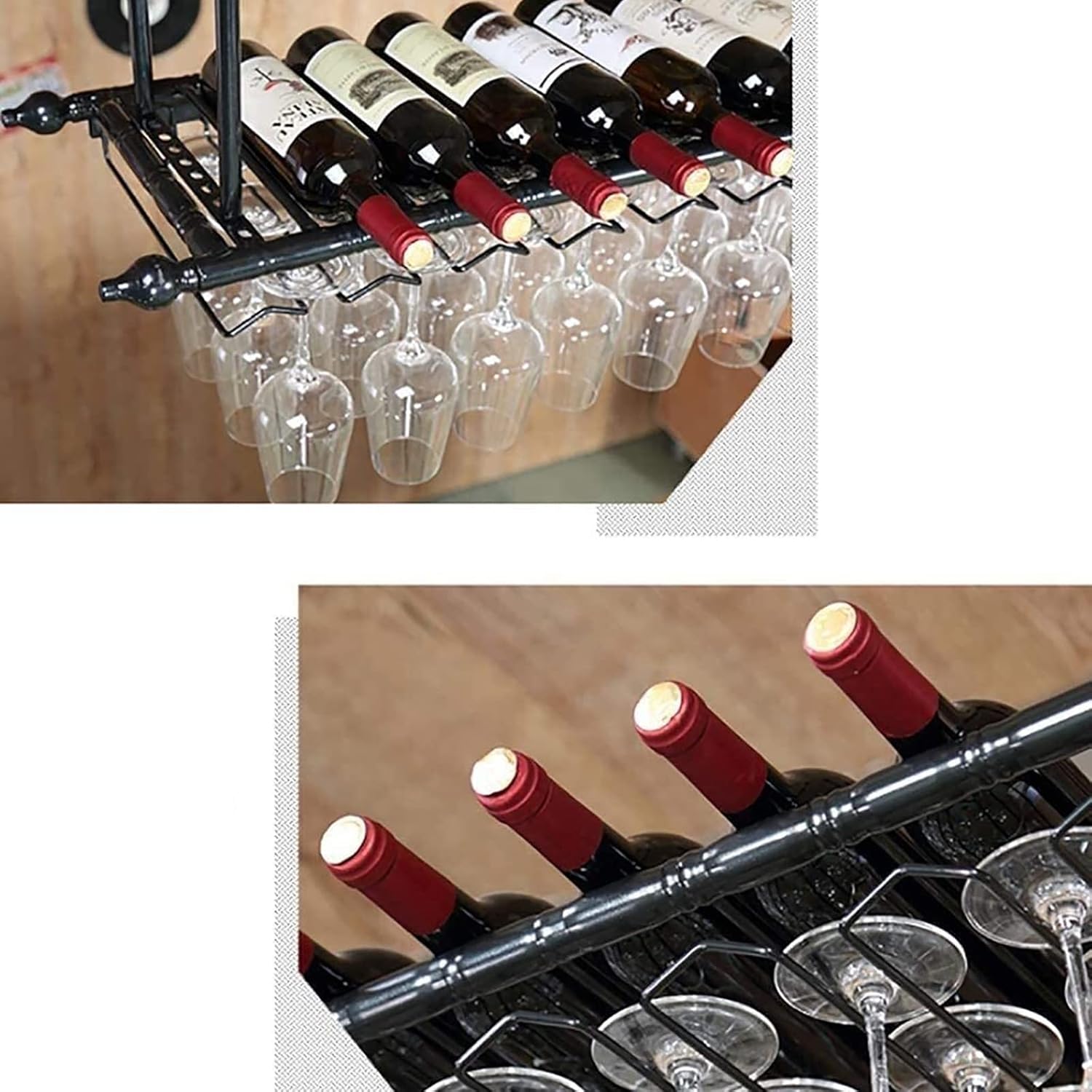 ULAINE Rustic Metal Wine Rack with Adjustable Height