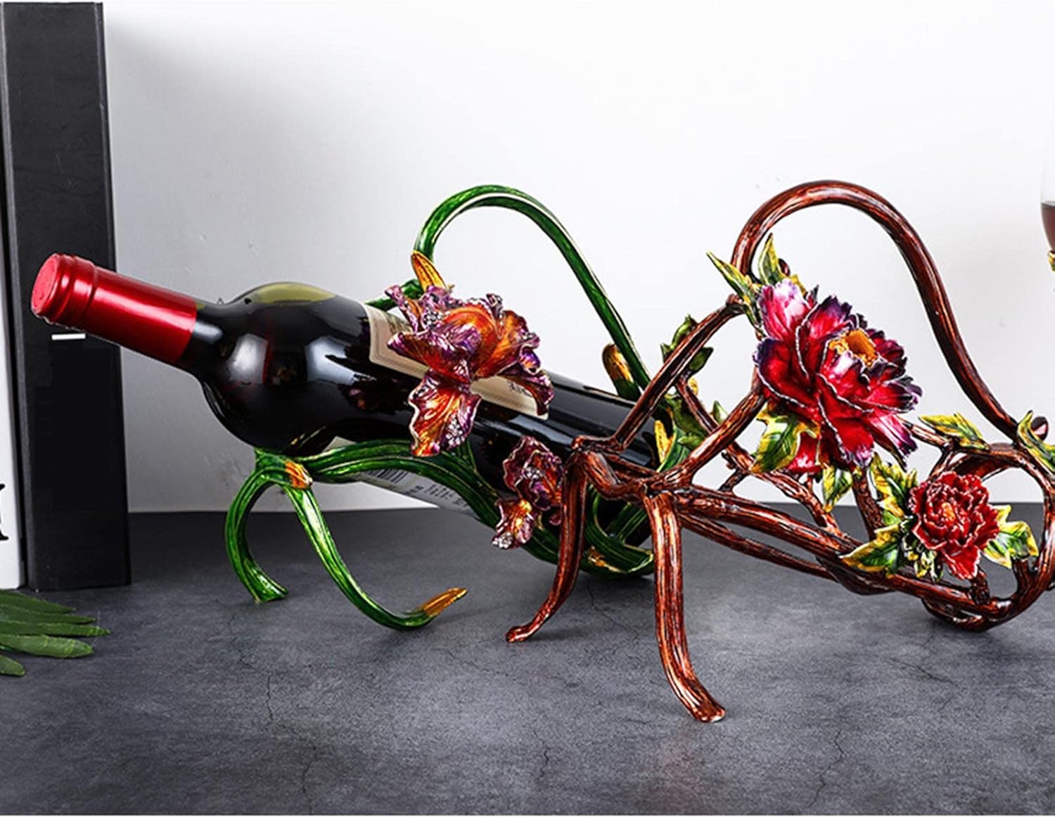 JUSHZ Tabletop Wine Rack with Hand Painted Enamel
