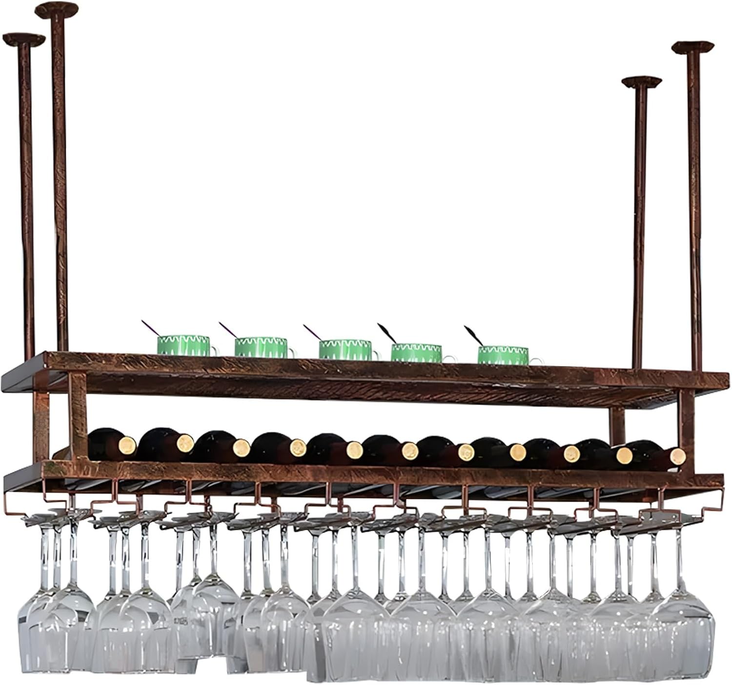 Adjustable Ceiling Wine Glass Holder with 3-Tier Design