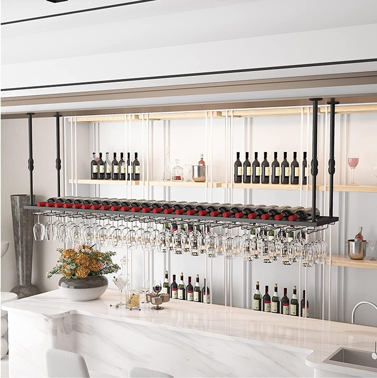 IOCCIOBB Wall-Mounted Wine Rack with Adjustable Holder 1