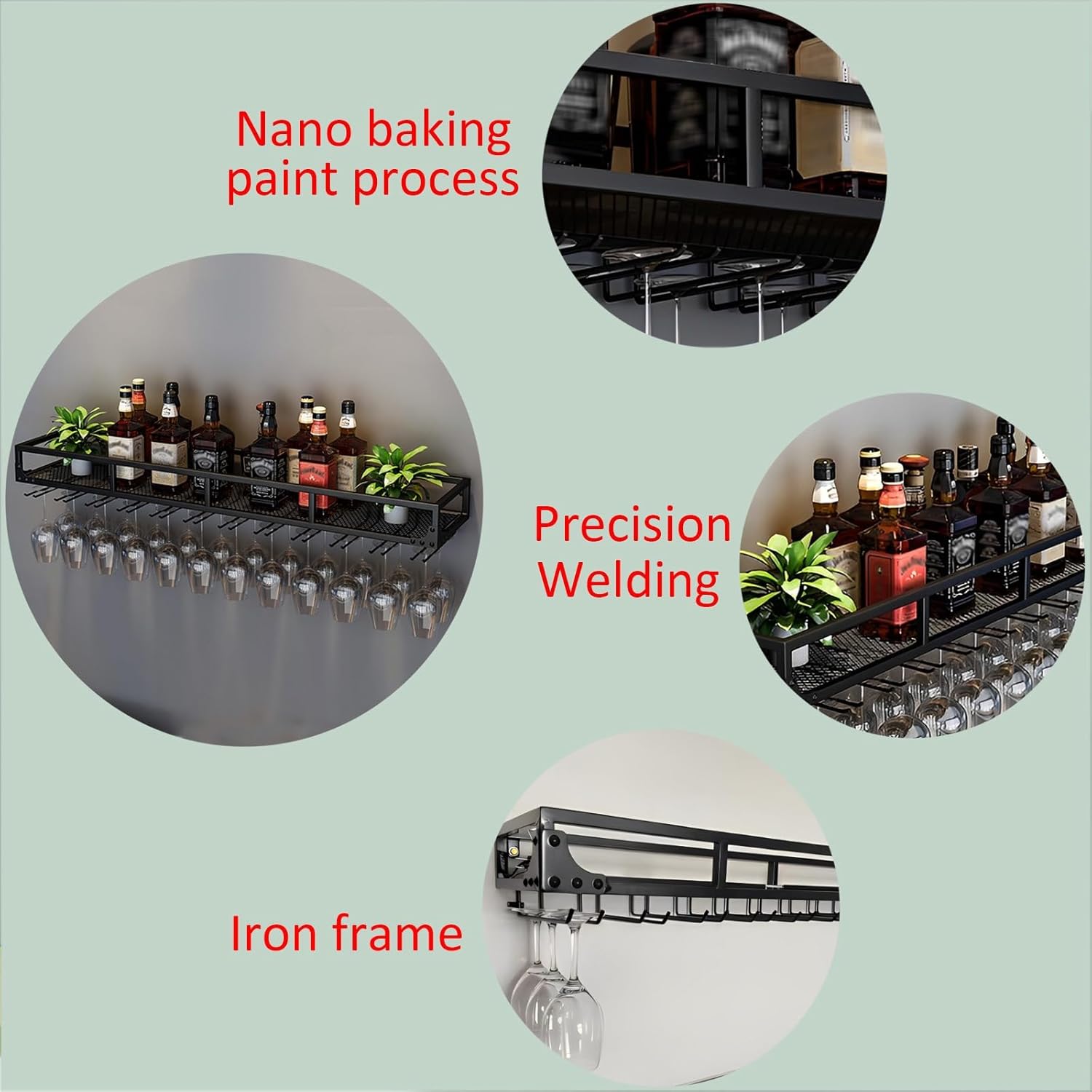 LIGUOYI Wall Mounted Wine Glass Rack with Hanger