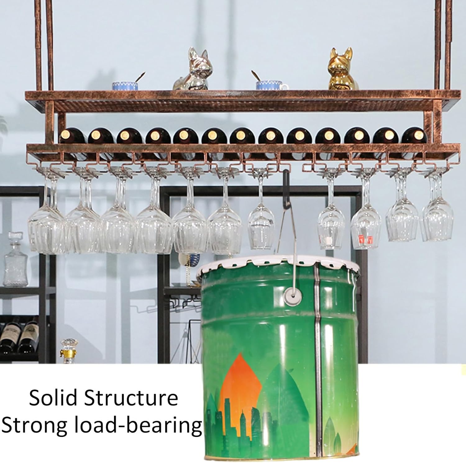 LIGUOYI Ceiling Wine Glass Hanger 3 Layers Space Saving Storage Rack