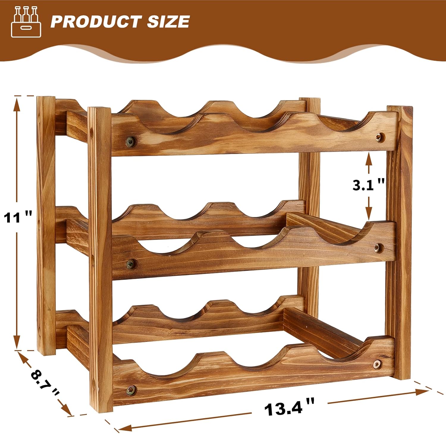 Niep 3-Tier Freestanding Wine Rack for 9 Bottles