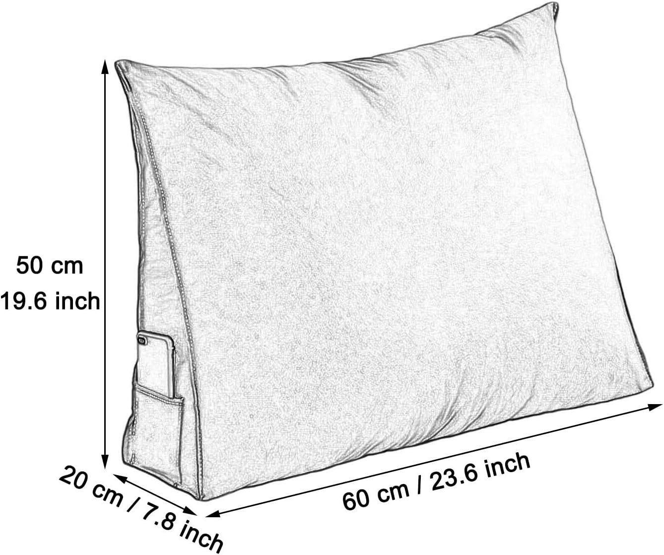 Karnado Wedge Back Cushion with Pockets and Faux PU Leather Cover