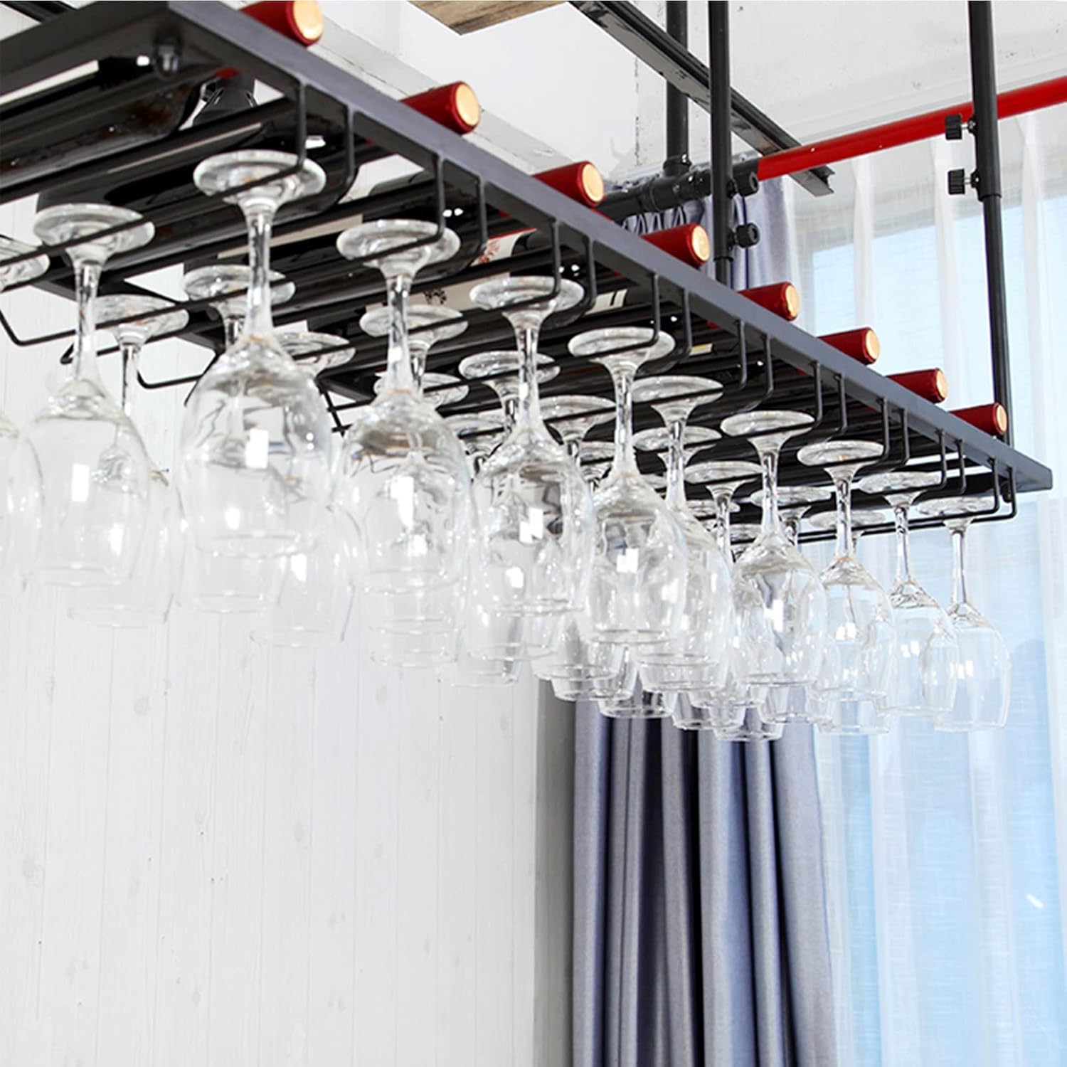 Ceiling Mounted Wine Rack Organizer Metal Glass Holder 1