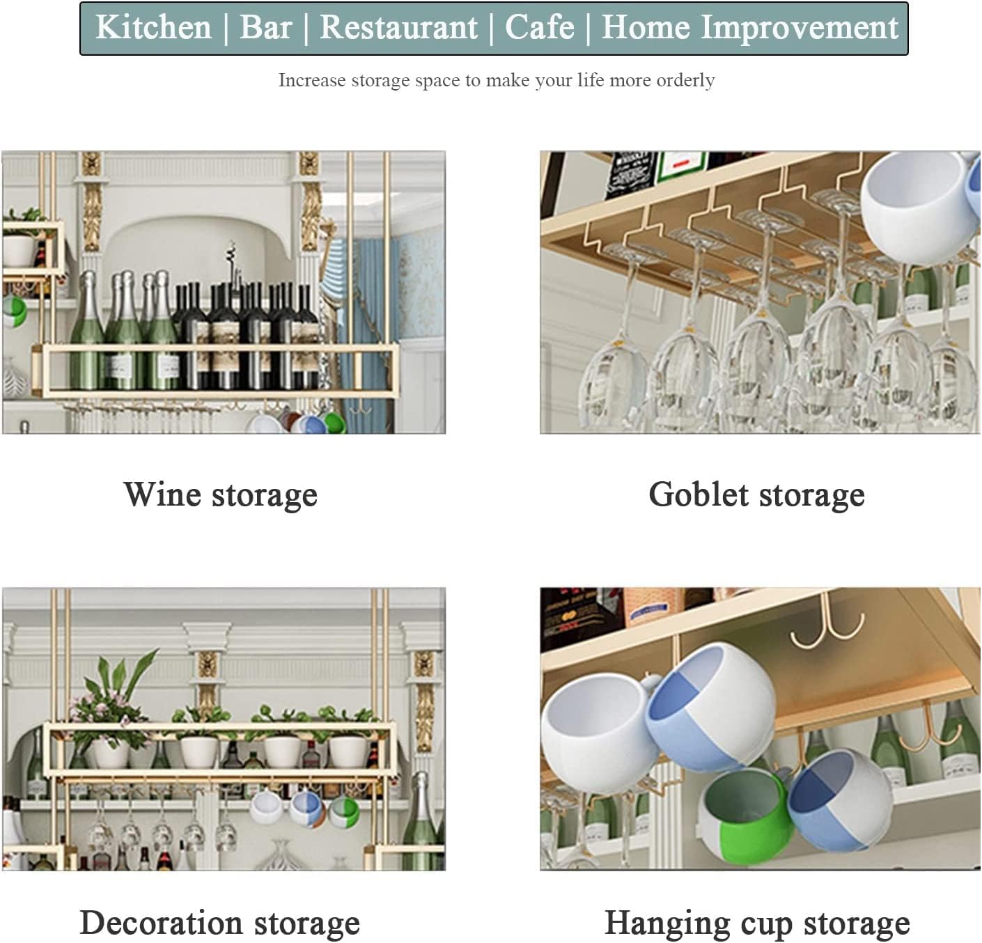 IOCCIOBB Wall-Mounted Wine Rack with Adjustable Stemware Holder