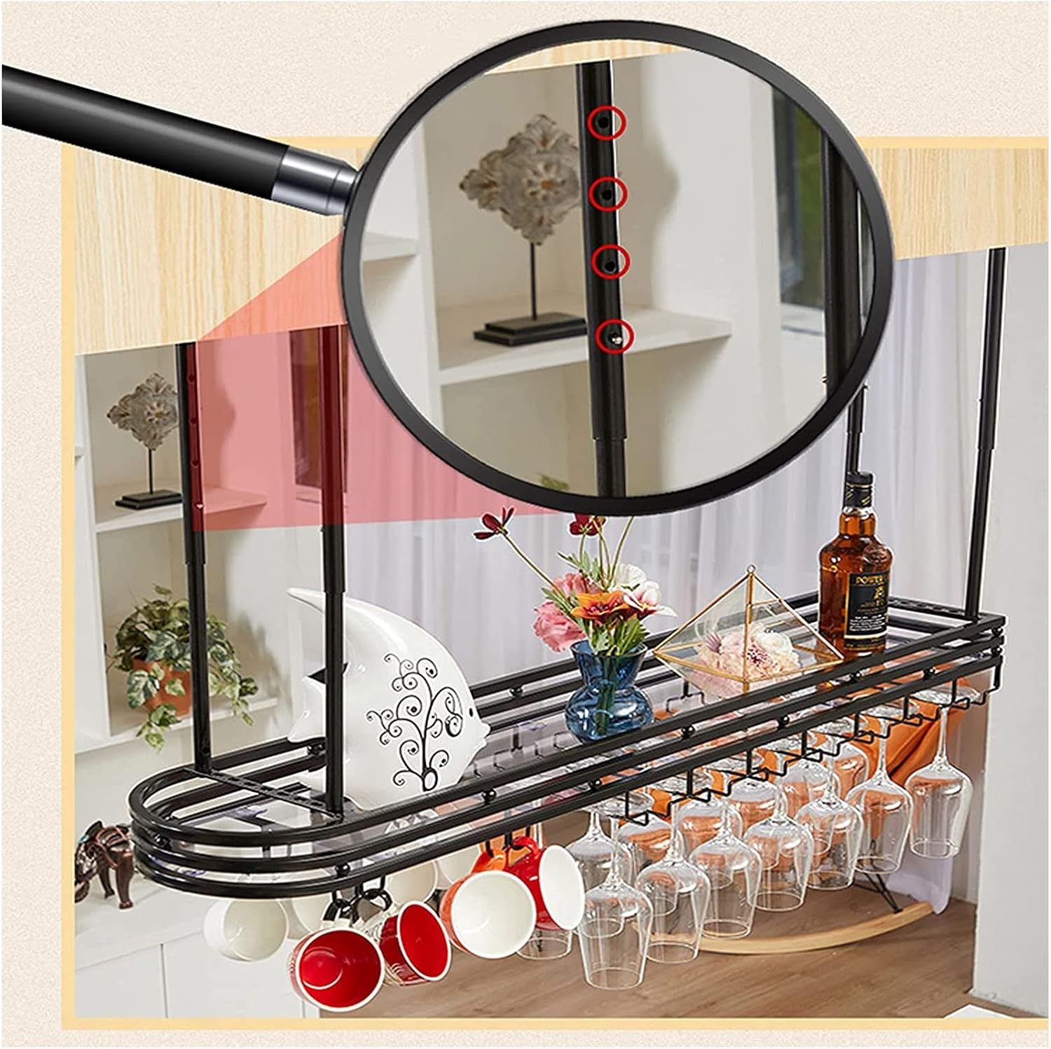 ALDEPO Wine Rack Upside Down Ceiling Holder