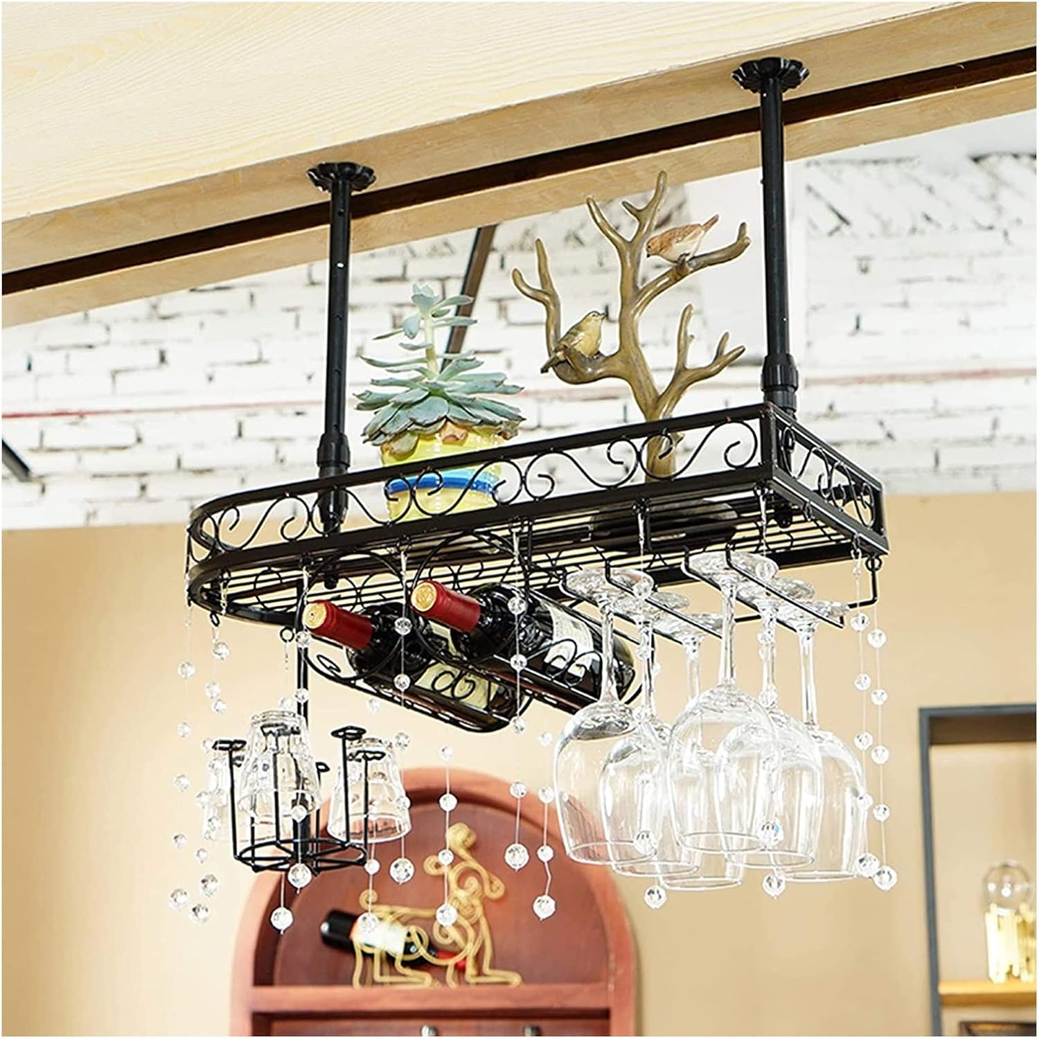 ALDEPO Floating Wine Rack Bar Stemware Holder - Black