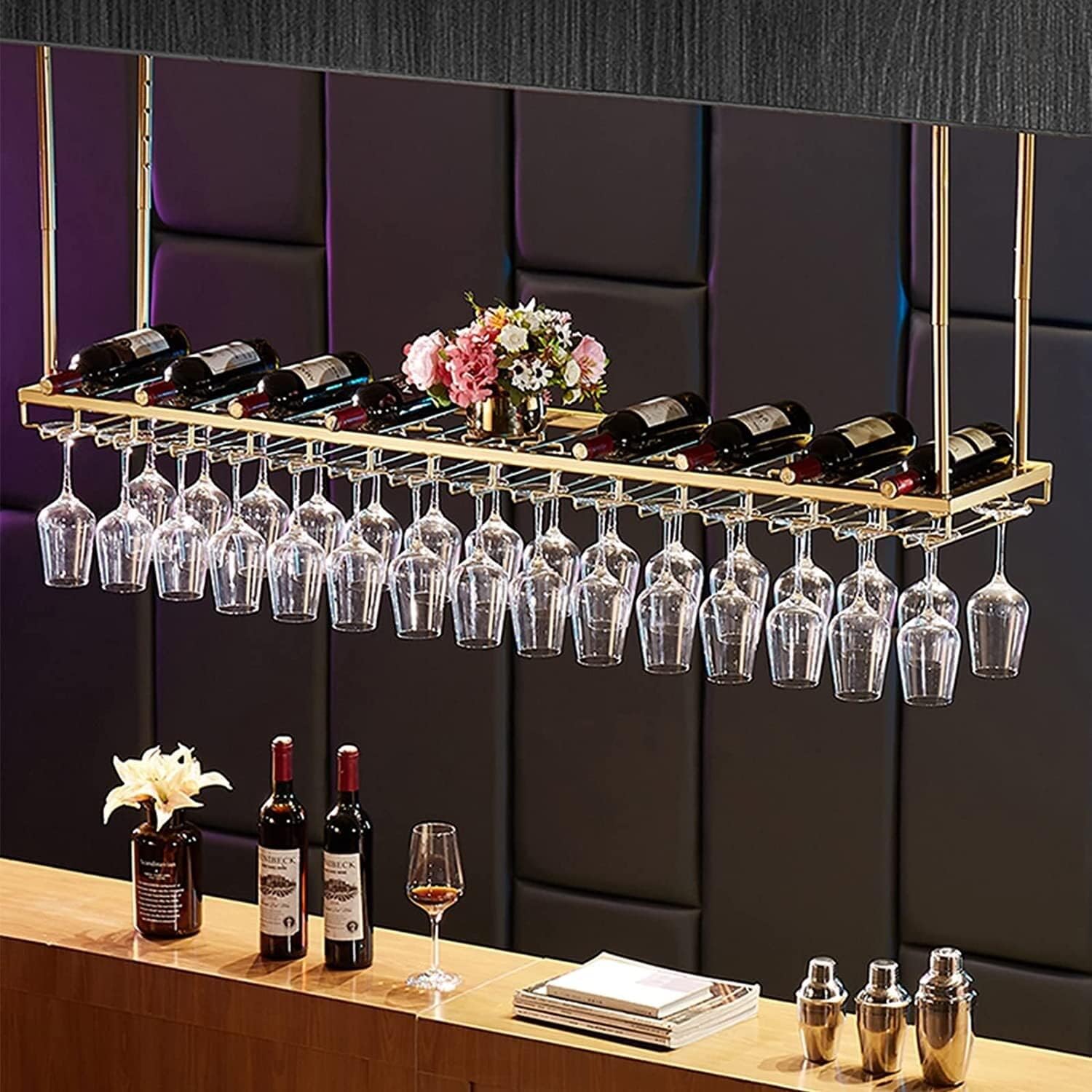 IOCCIOBB Ceiling Metal Wine Rack with Adjustable Height