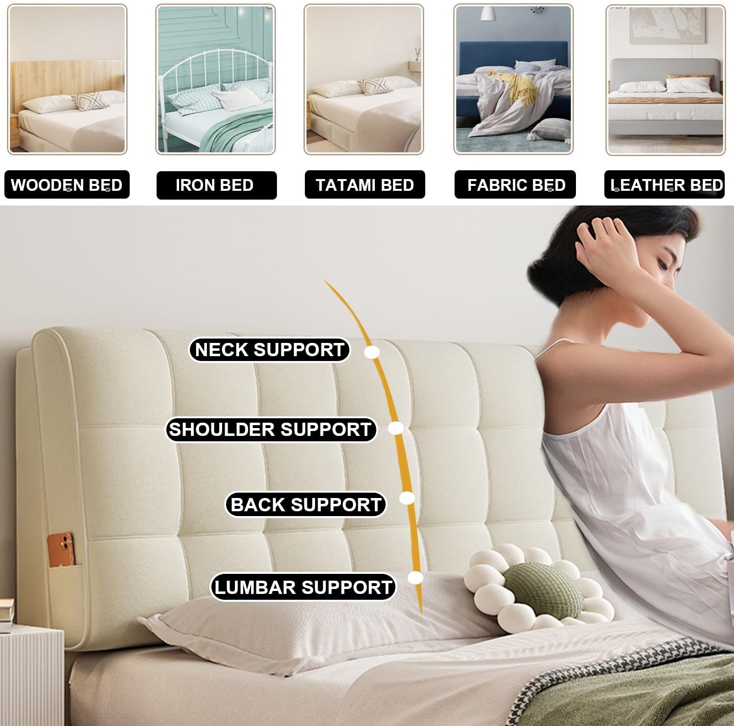 ZZYK Large Headboard Pillow with Storage