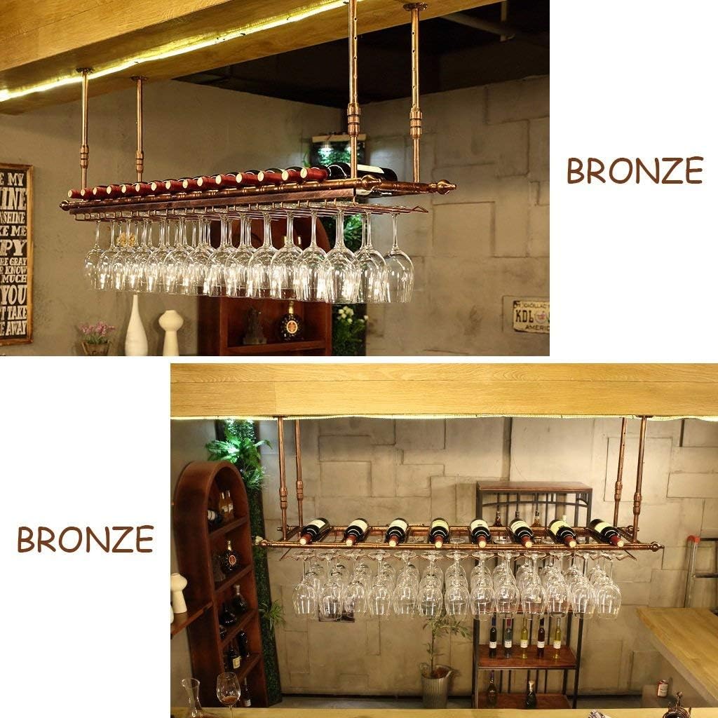 Adjustable Ceiling Mounted Wine Glass Rack - 12030cm Metal Iron